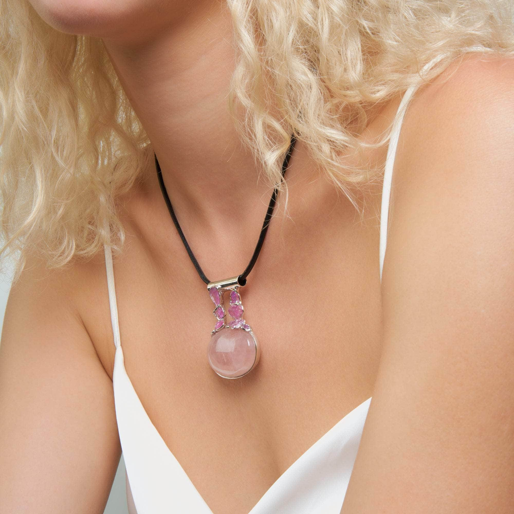 Selan Rose Quartz and Rough Pink Sapphire Pendant GERMAN KABIRSKI