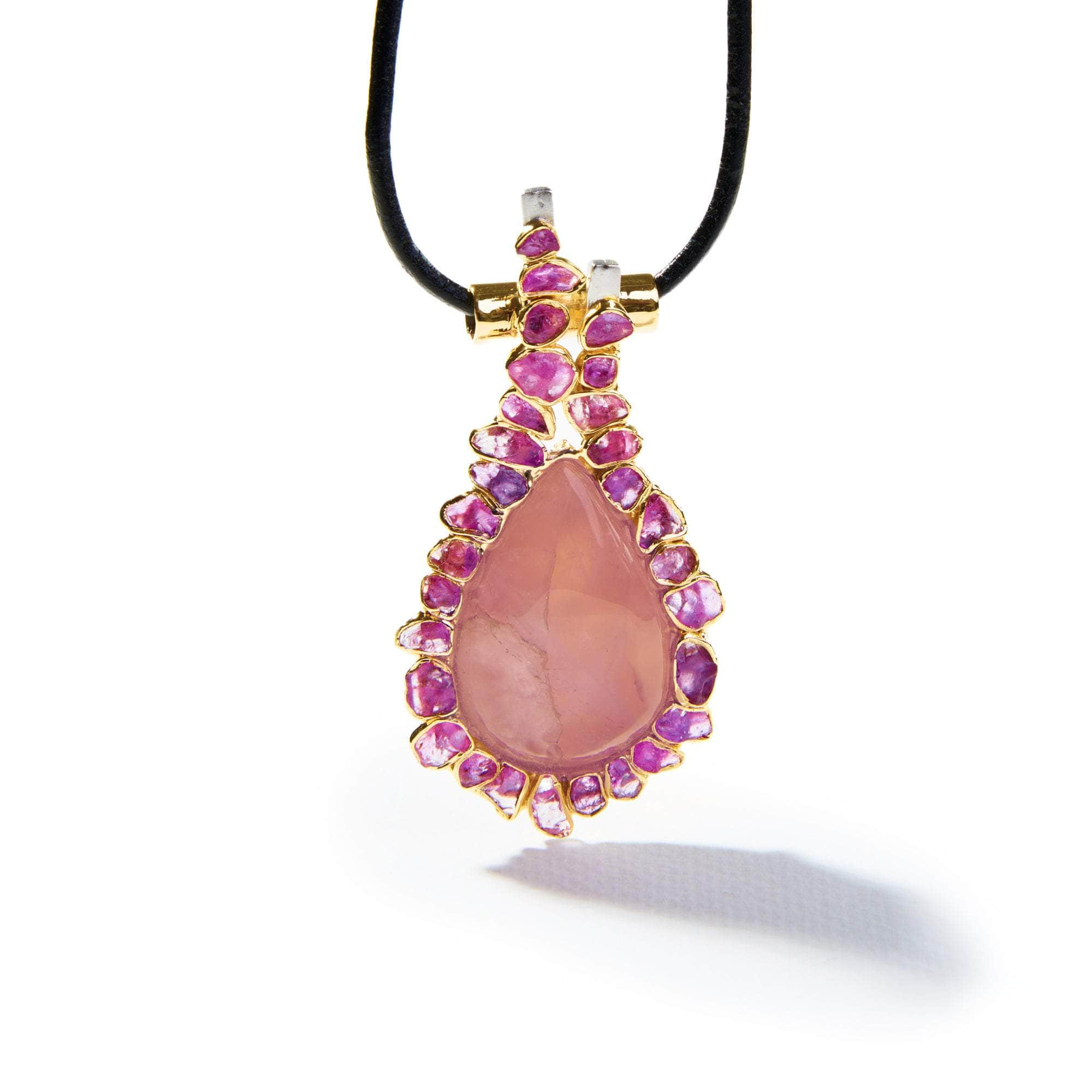 Hebe Rose Quartz and Rough Pink Sapphire Pendant GERMAN KABIRSKI