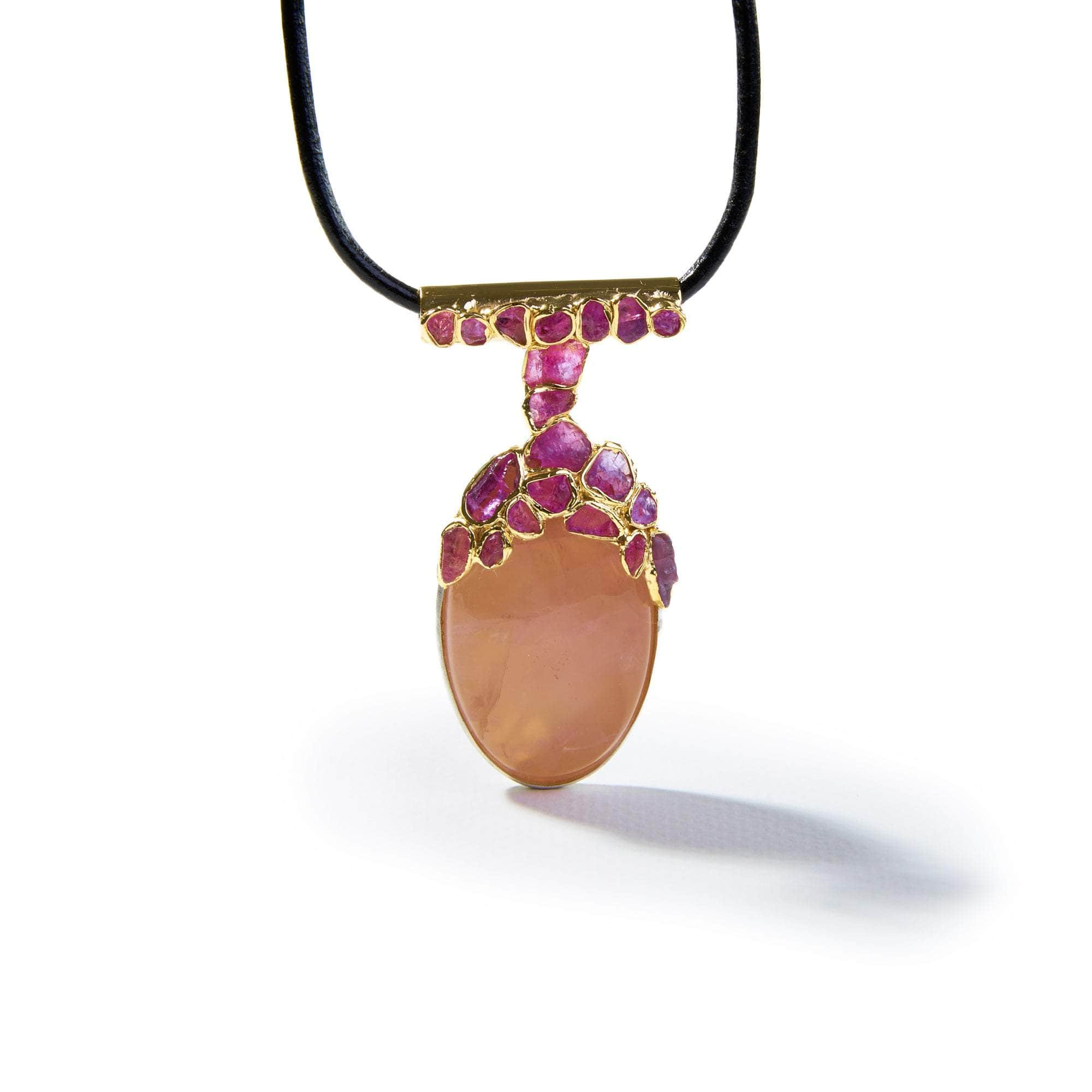 Tyche Rose Quartz and Rough Pink Sapphire Pendant GERMAN KABIRSKI