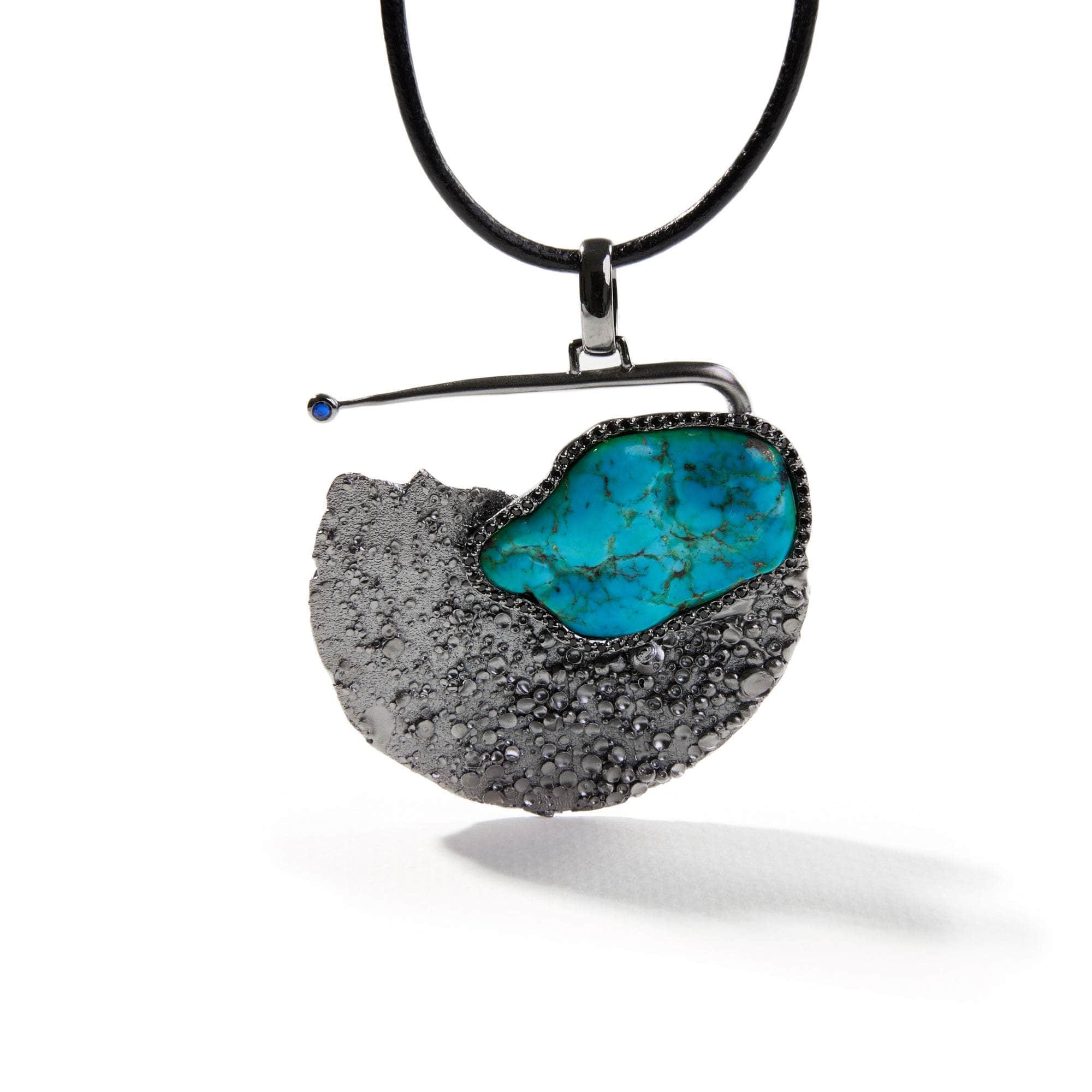 Meda Turquoise and Black Spinel and Blue Sapphire Pendant GERMAN KABIRSKI