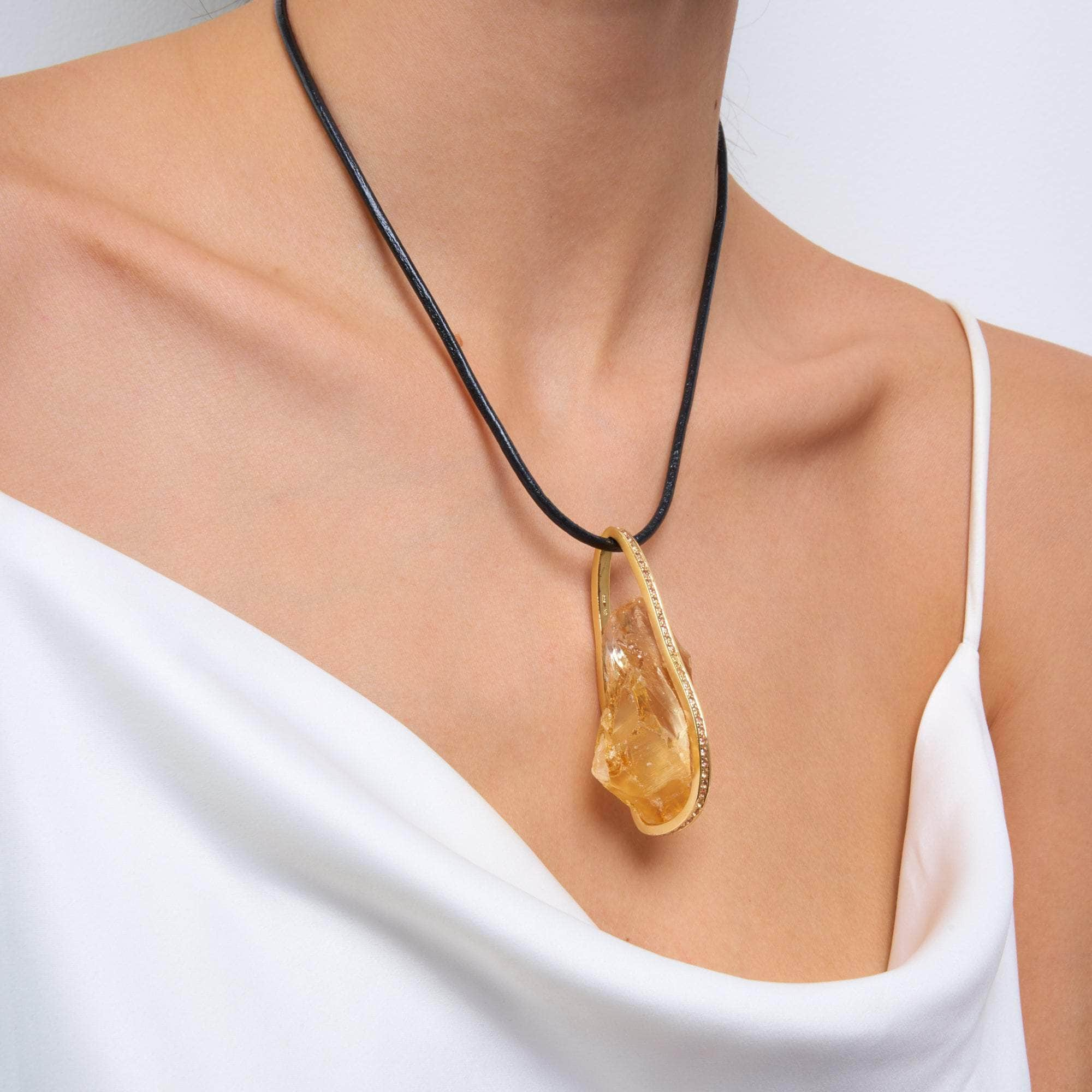 Ostrom Rough Citrine and Yellow Sapphire Pendant GERMAN KABIRSKI