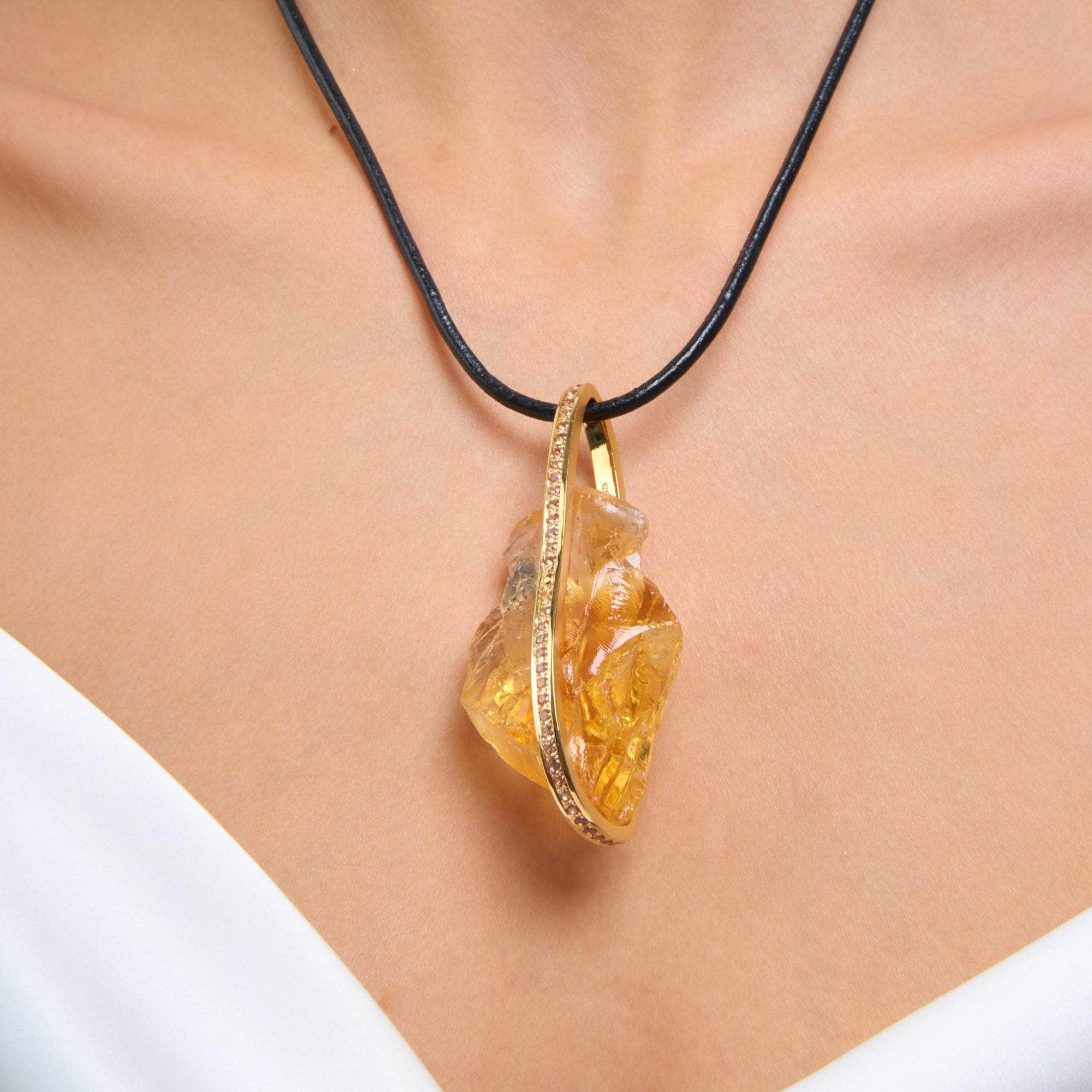 Ostrom Rough Citrine and Yellow Sapphire Pendant GERMAN KABIRSKI