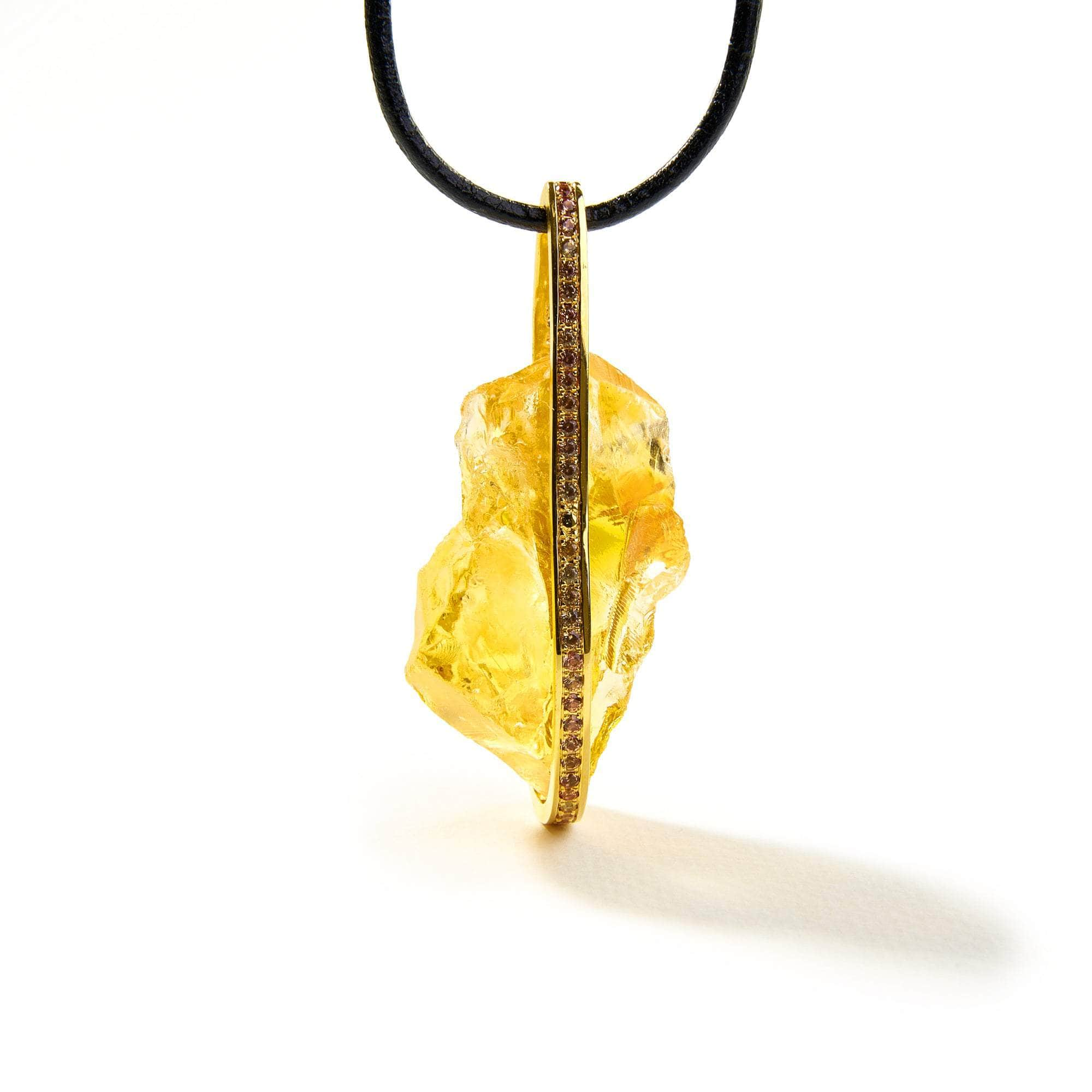 Ostrom Rough Citrine and Yellow Sapphire Pendant GERMAN KABIRSKI