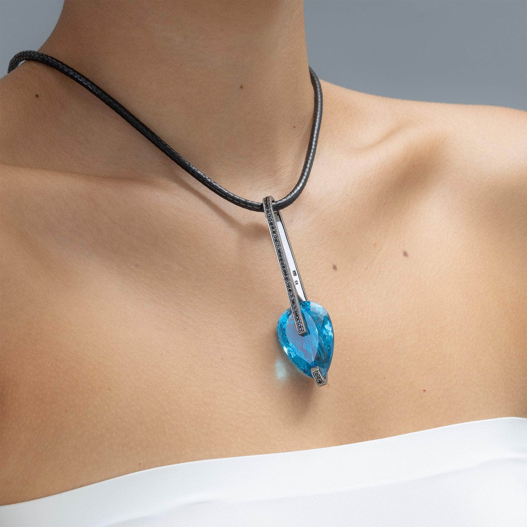 Tuli Blue Topaz and Spinel Pendant