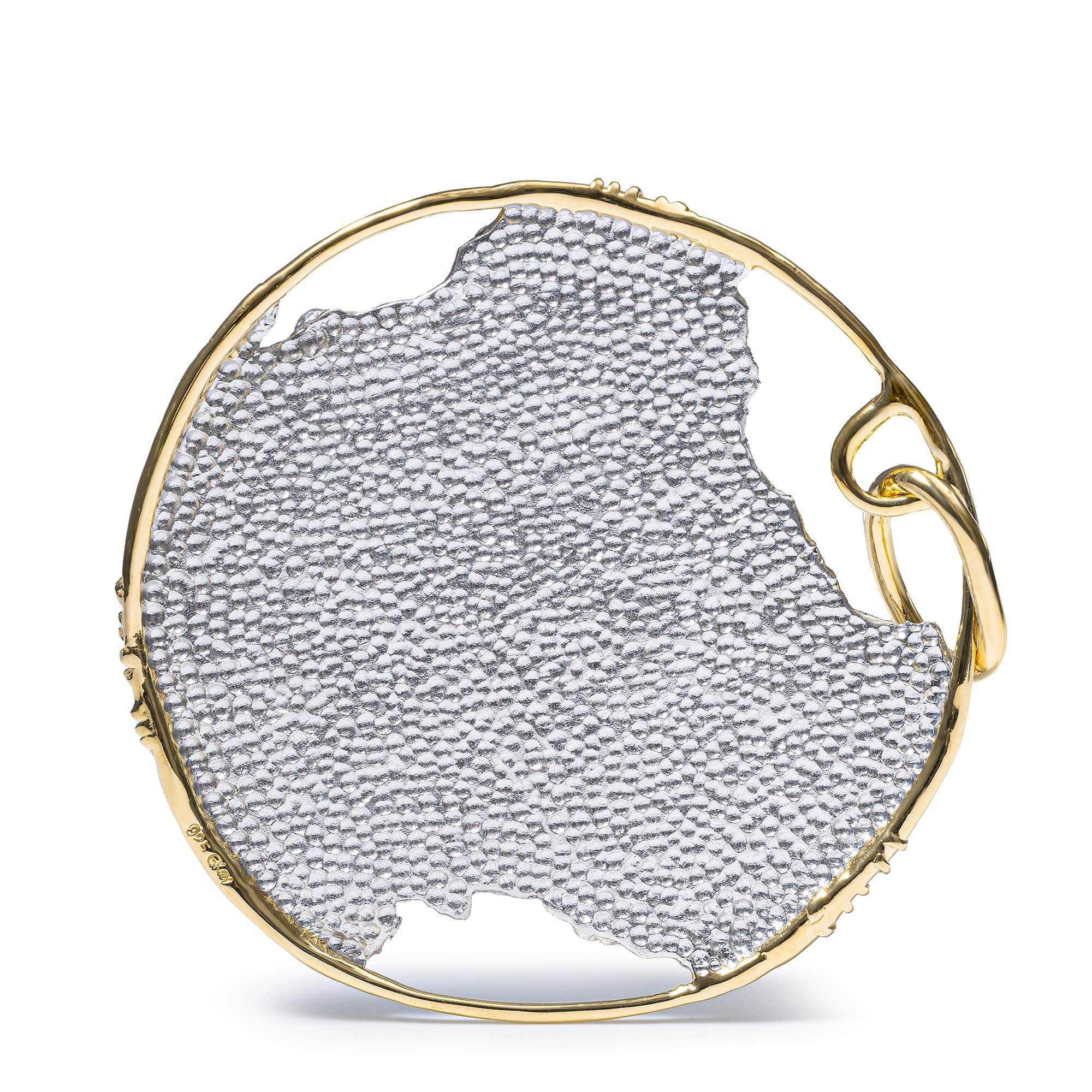 Anzu Singular Edition Handcrafted Textured Silver Pendant with Black Opal Cabochon