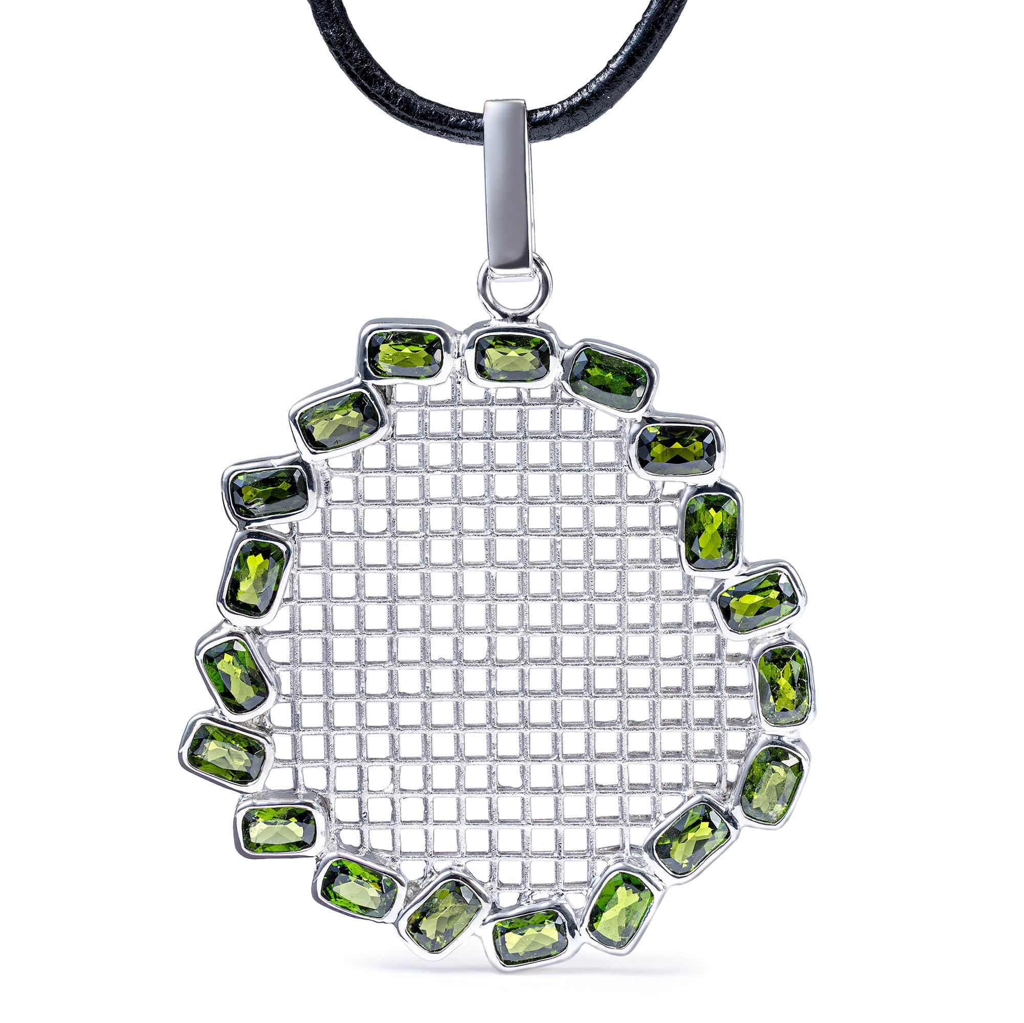 Nemain Singular Edition Silver & Titanium Mesh Pendant With Chrome Diopside