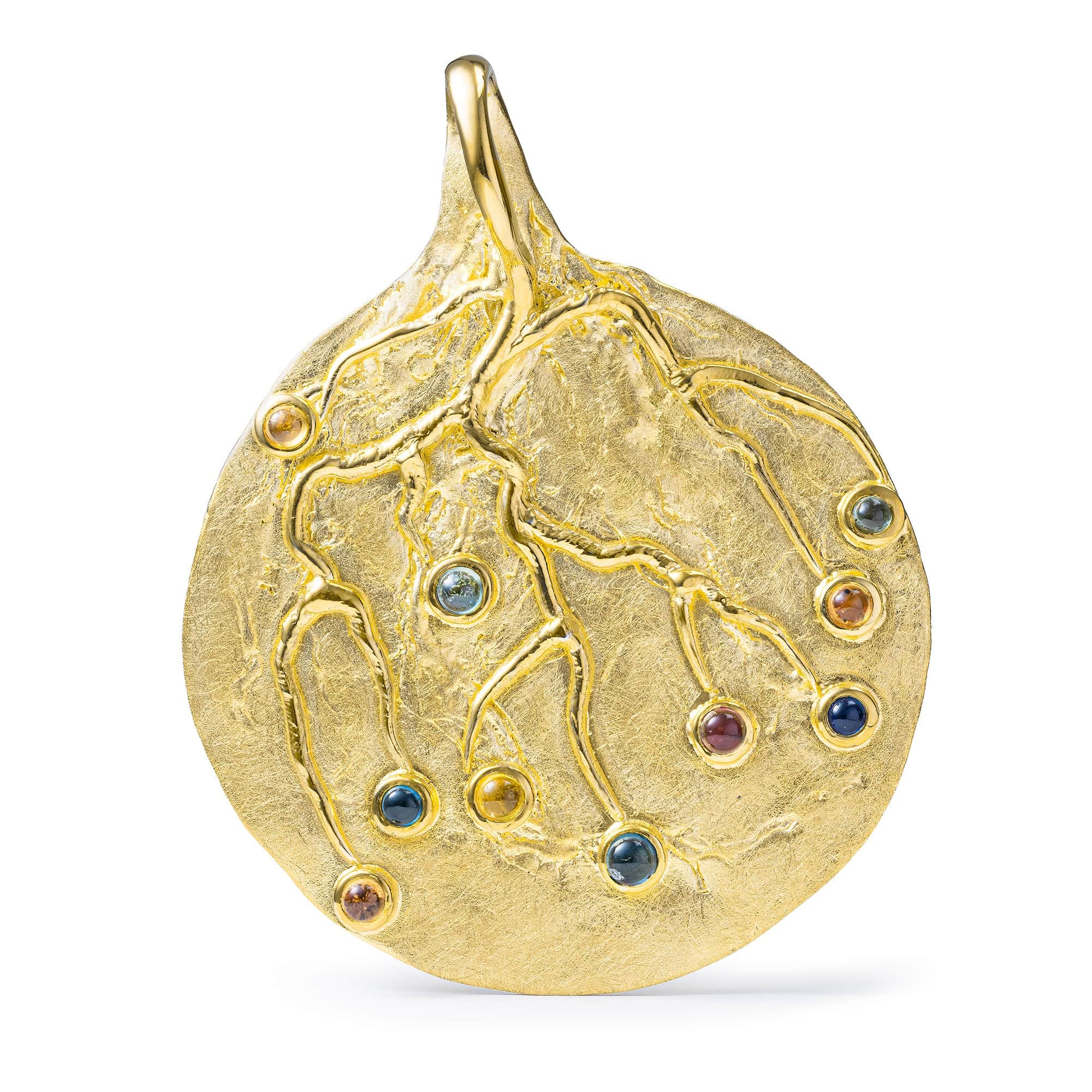Helio Singular Edition Gold Plated Silver Pendant with Fancy Cabochon Sapphires
