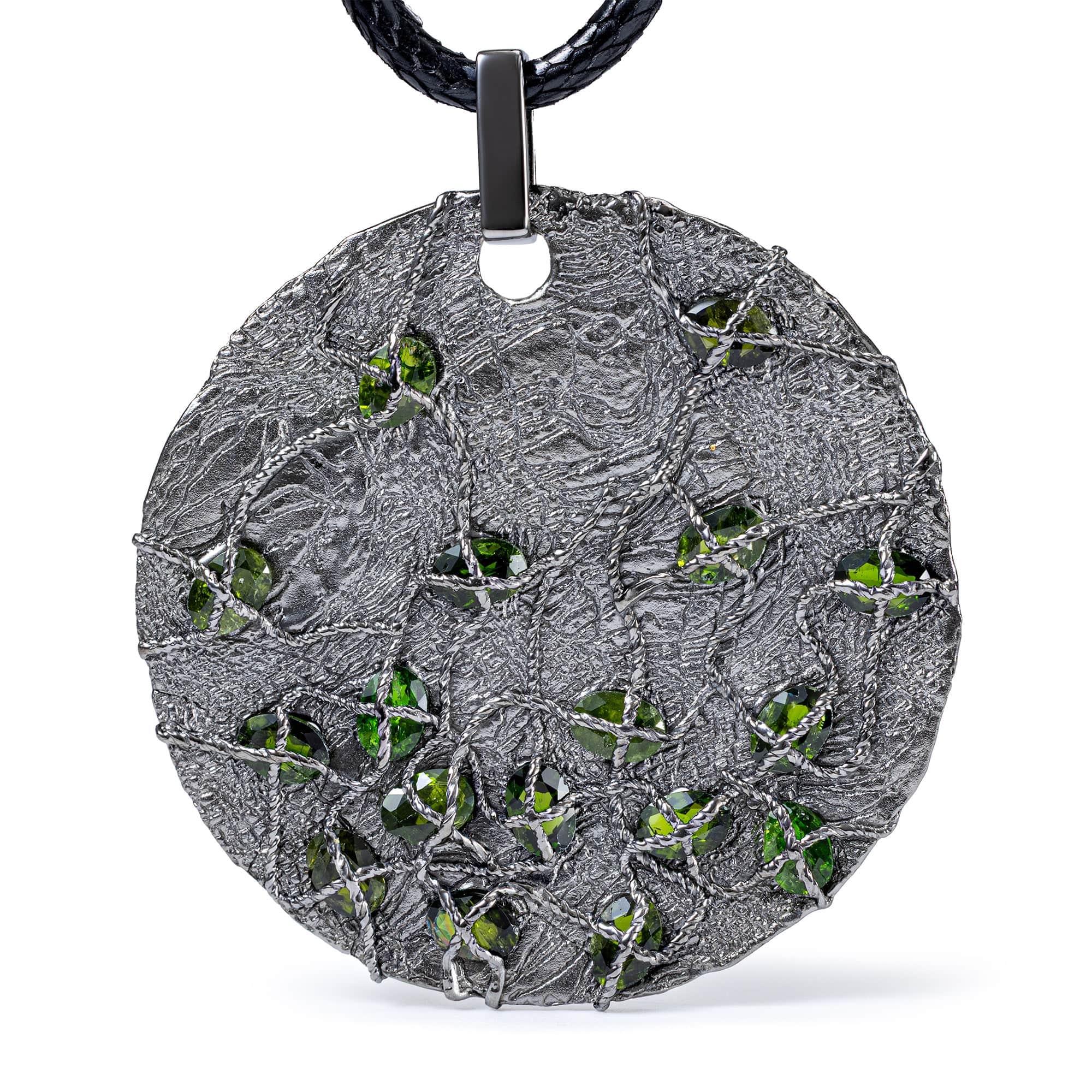 Ajax Singular Edition Chrome Diopside Pendant in Black Ruthenium-Plated Sterling Silver