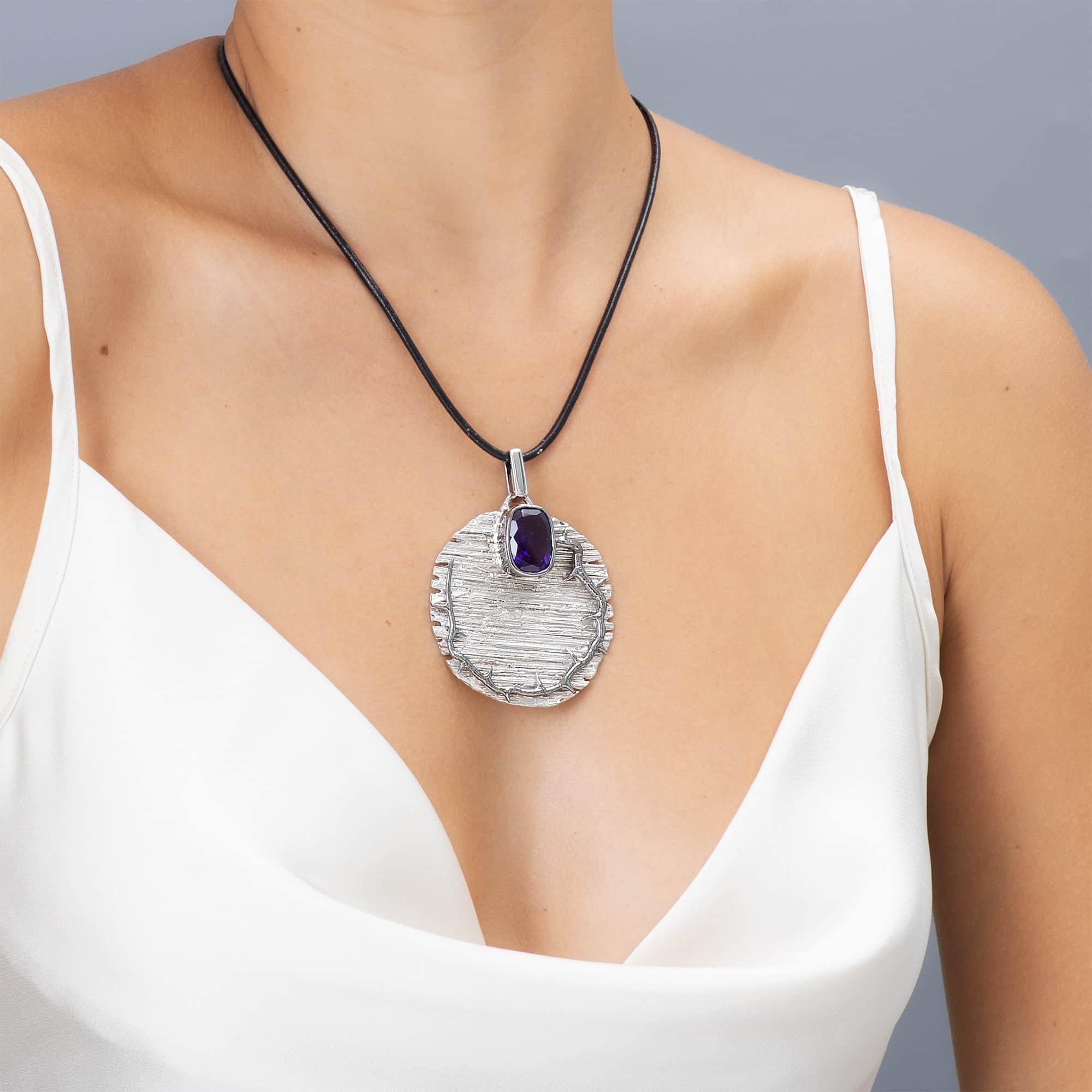 Arina Singular Edition Sterling Silver Pendant With Amethyst