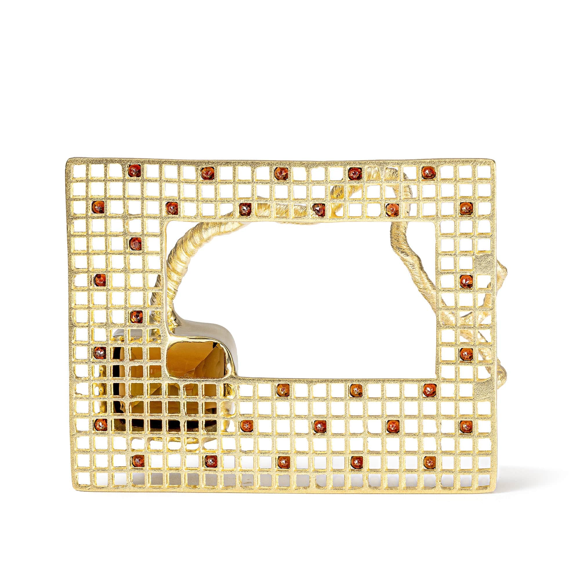 Sohrab Singular Edition Smoky Quartz and Red Garnet Pendant in 14K Gold-Plated Sterling Silver