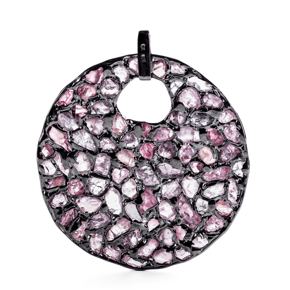 Tessella Singular Edition Rough Pink Spinel Mosaic Silver Pendant