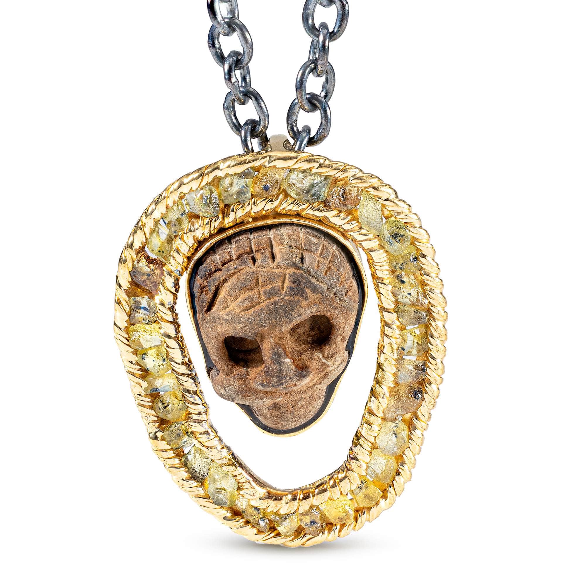 Igi Pendant with Ancient Mesopotamian Artifact and Yellow Sapphire