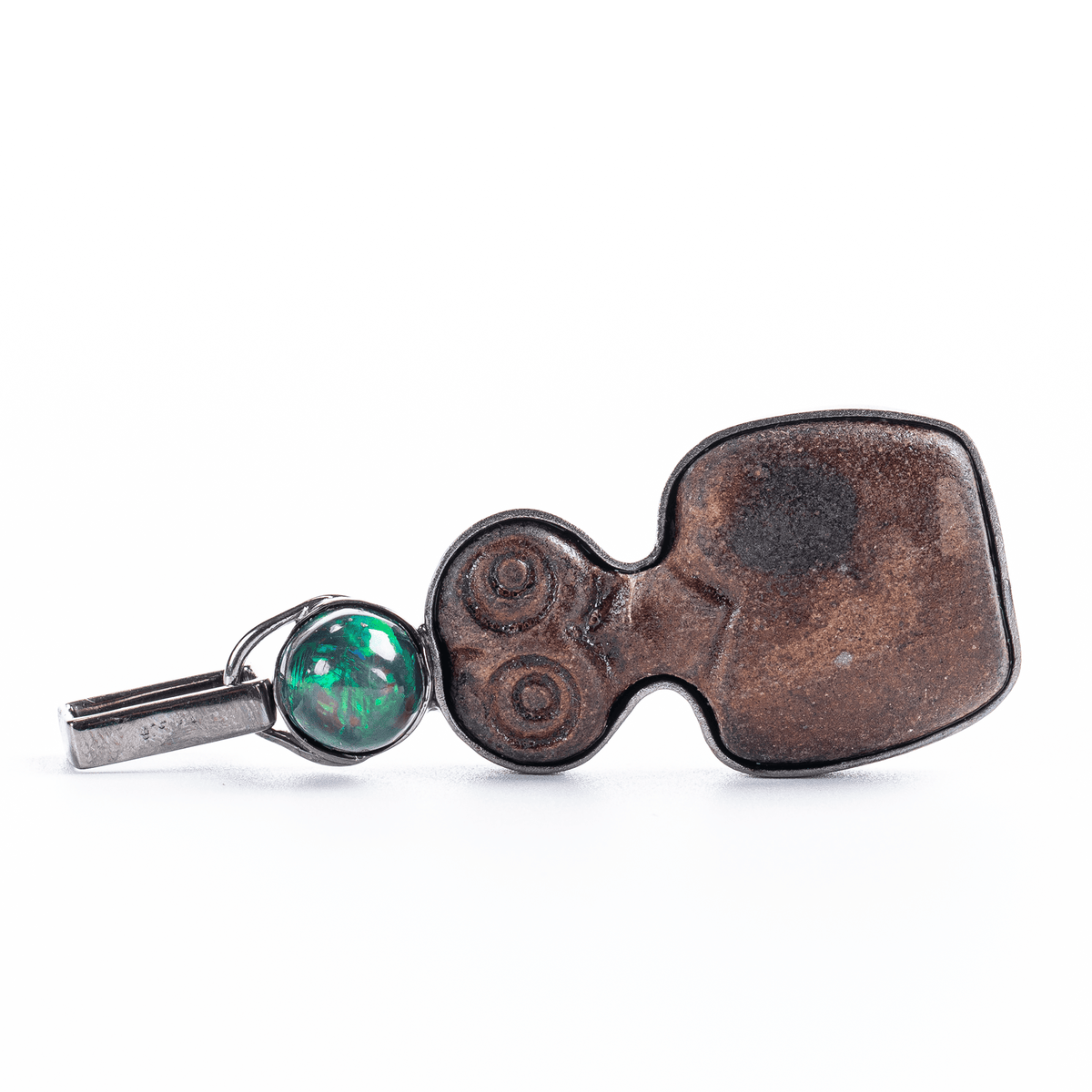 Glaux Ancient Owl Shaped Mesopotamian Artifact Pendant with Natural Green Opal