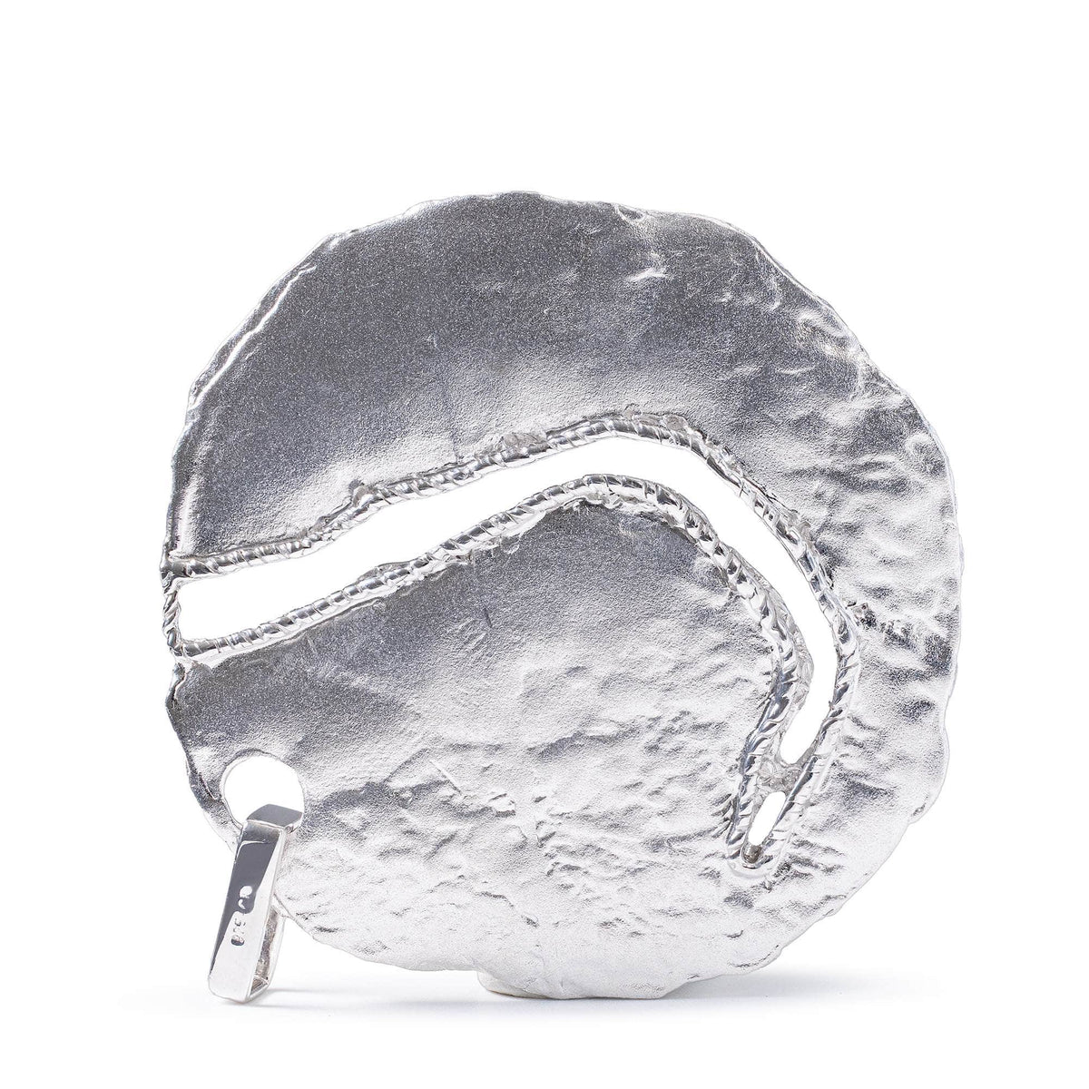 Albedo Disc Pendant with Pink Sapphire on Textured Silver