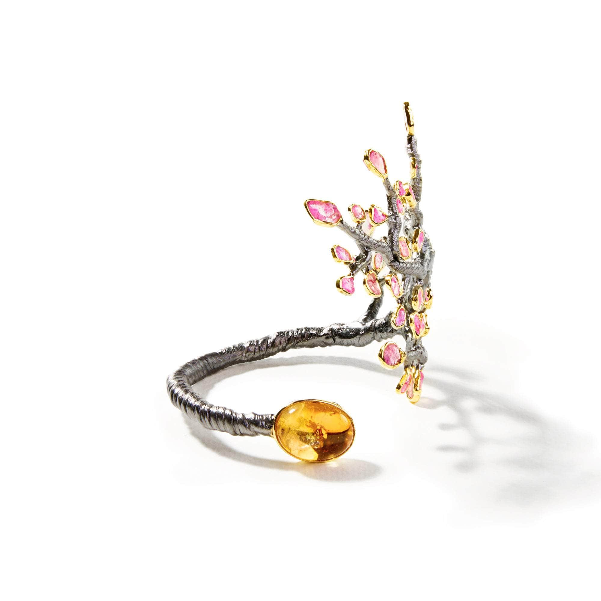 Arbore Citrine and Rough Pink Sapphire Bangle GERMAN KABIRSKI