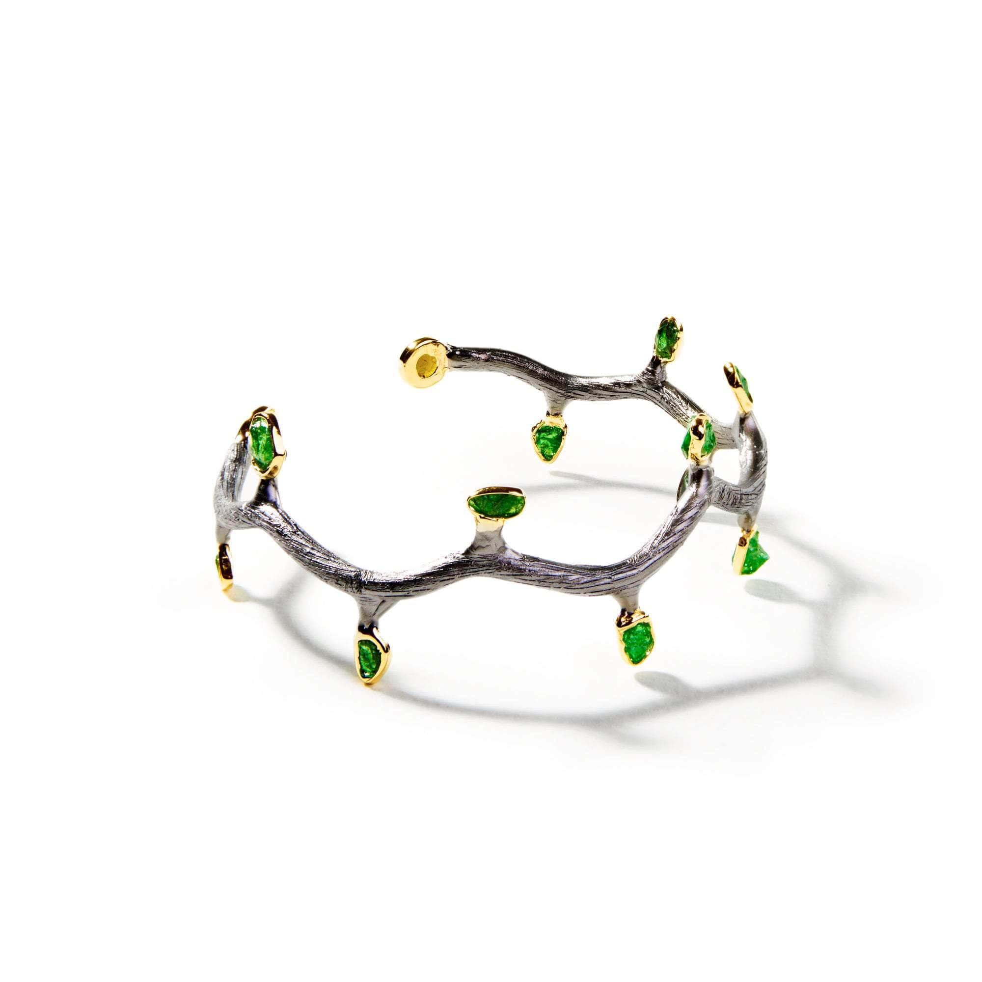 Hecate Rough Tsavorite and Dark Olive Tourmaline Bangle GERMAN KABIRSKI