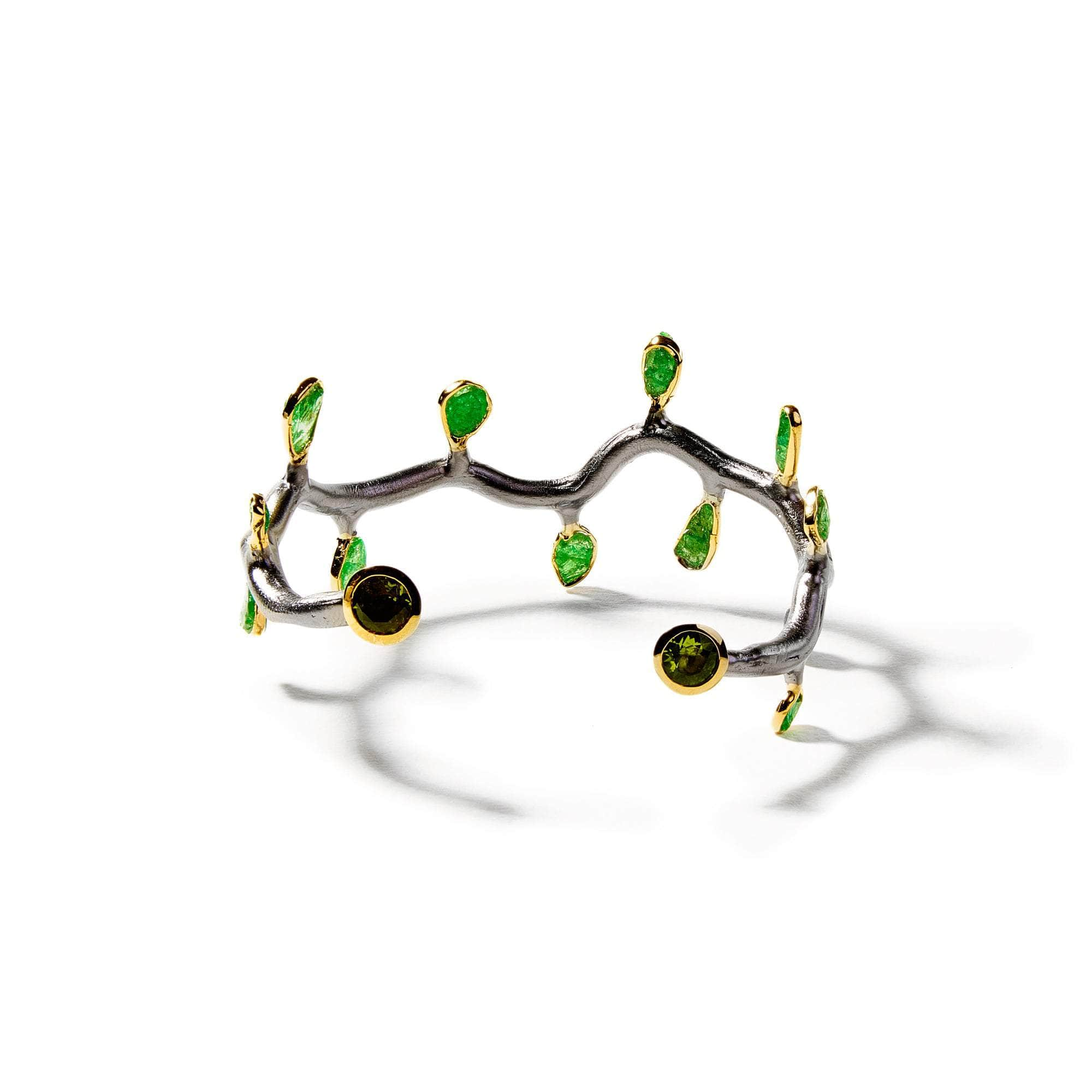 Ollei Rough Tsavorite and Peridot Bangle GERMAN KABIRSKI