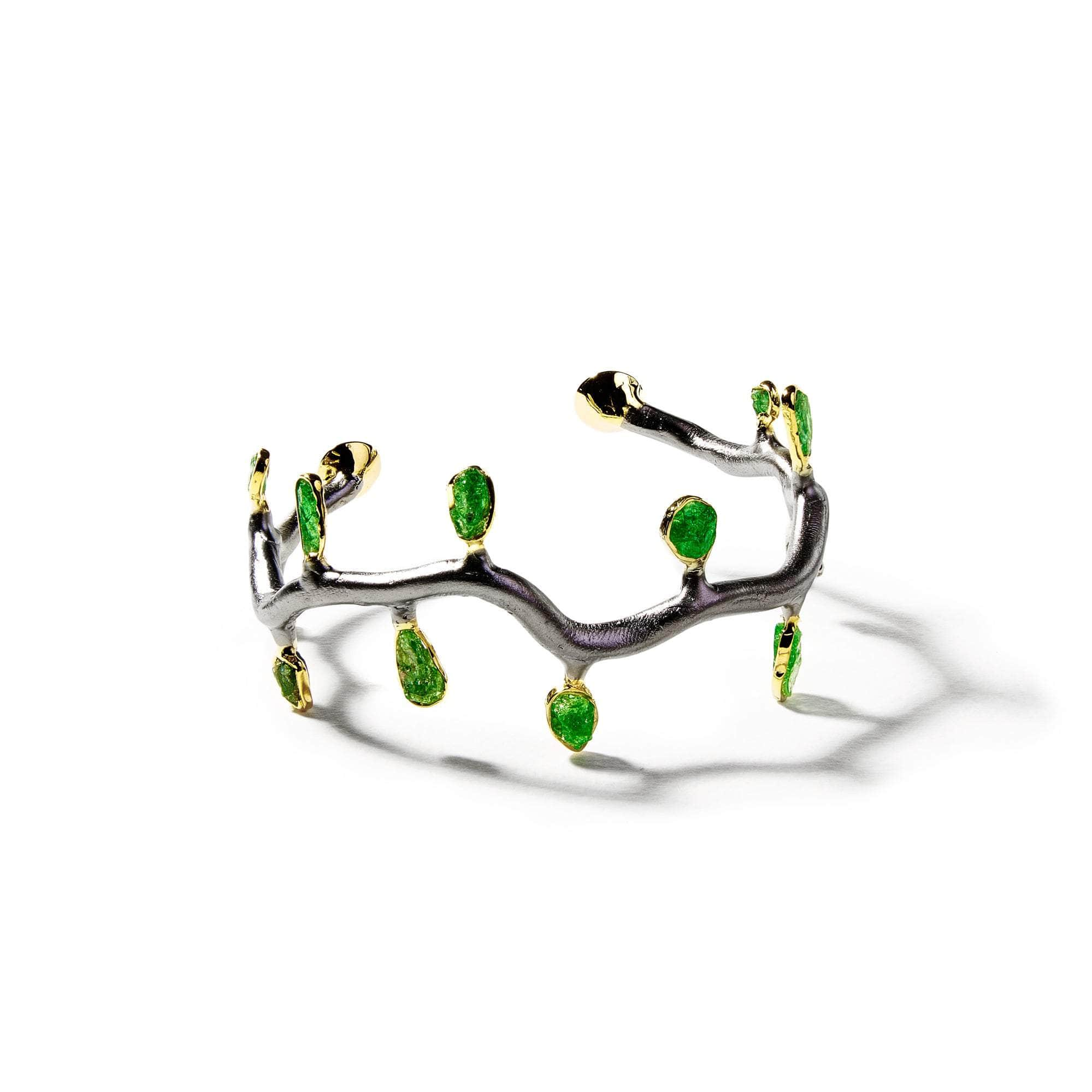 Ollei Rough Tsavorite and Peridot Bangle GERMAN KABIRSKI