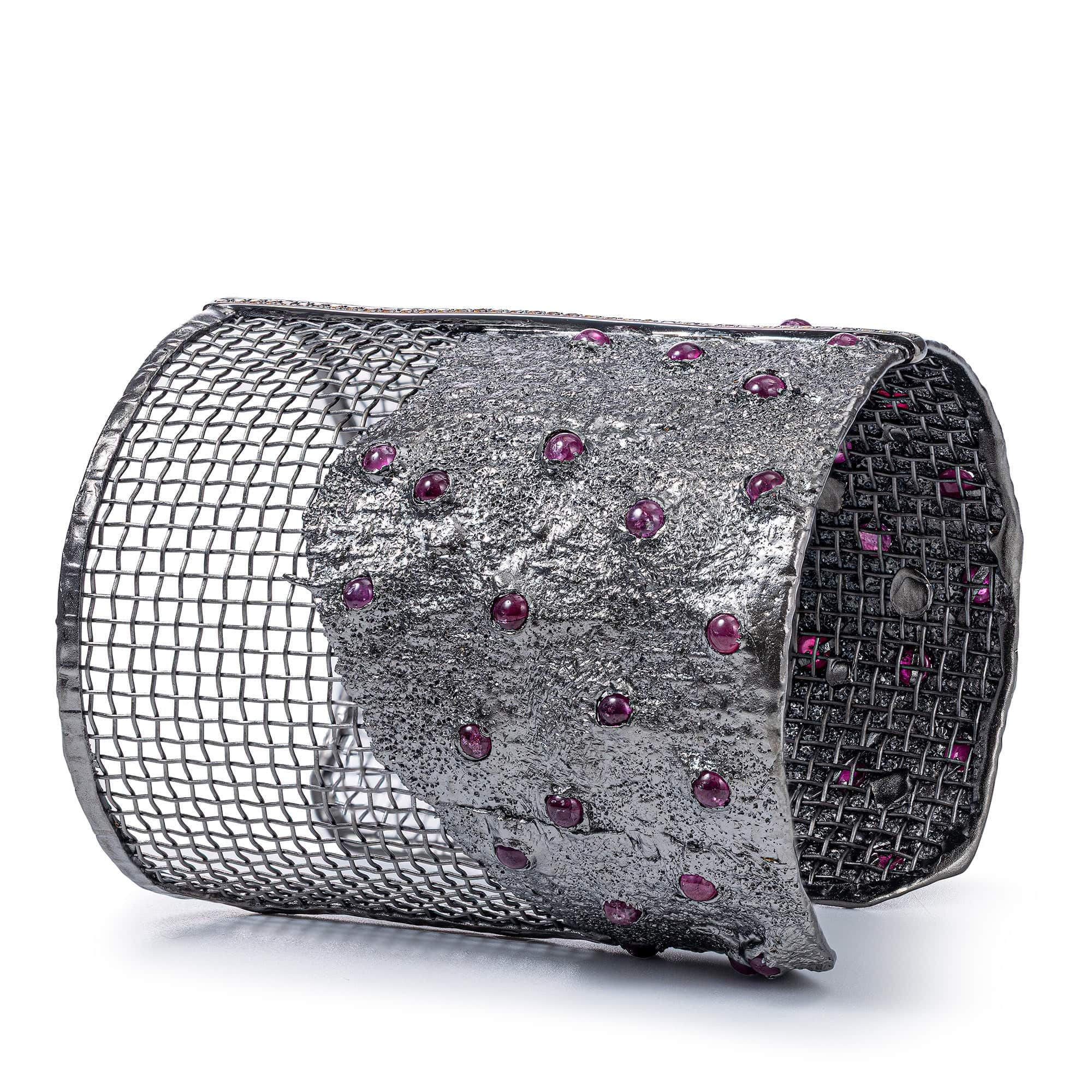 Thallo Singular Edition Bracelet with 17 Ct Ruby & Orange Sapphire Lines