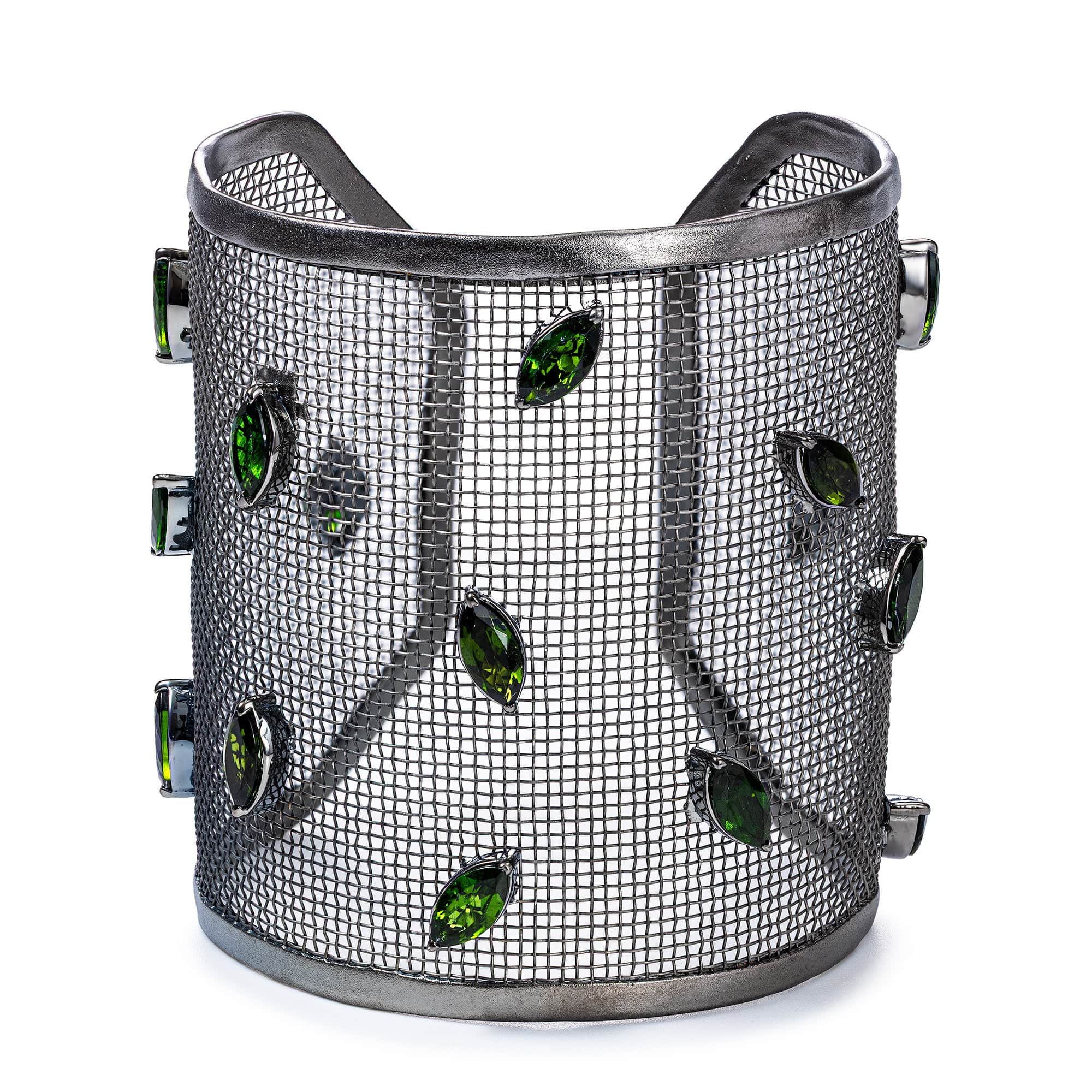 Oreads Titanium Mesh & Silver One Piece Only Bracelet with Chrome Diopside