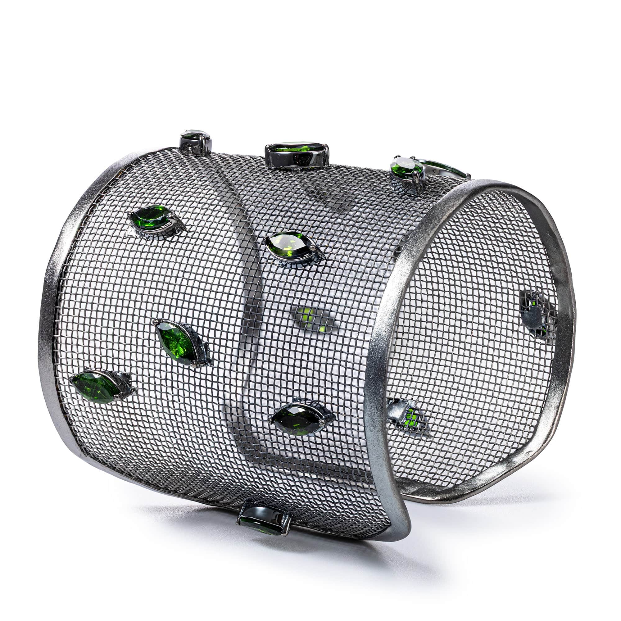 Oreads Titanium Mesh & Silver One Piece Only Bracelet with Chrome Diopside