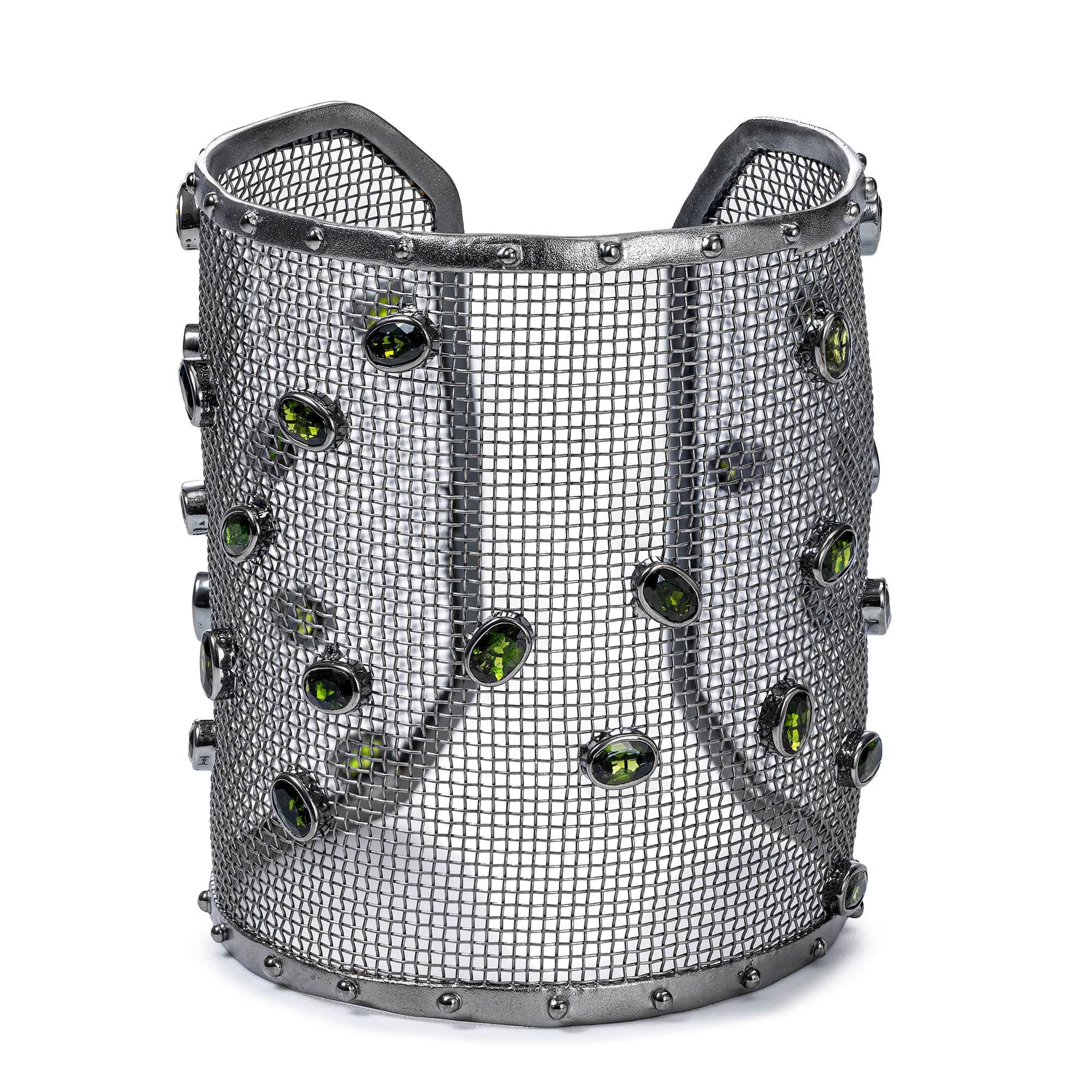 Antheia Titanium Mesh & Silver Bracelet with Oval Chrome Diopside