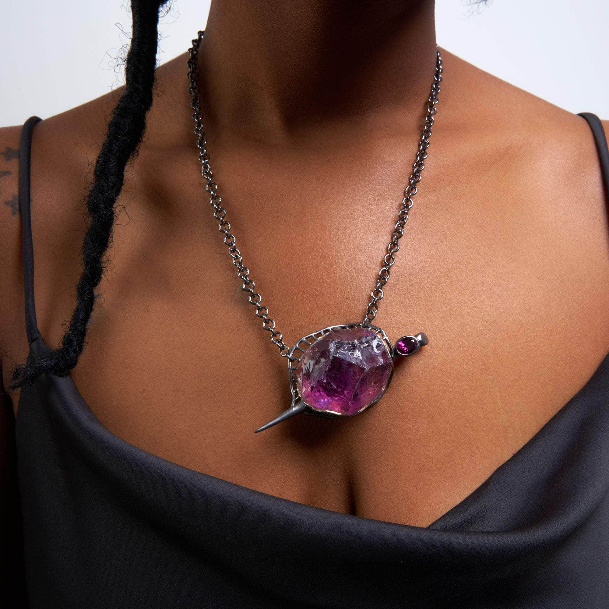 Hubble Rough Amethyst and Rhodolite Necklace GERMAN KABIRSKI