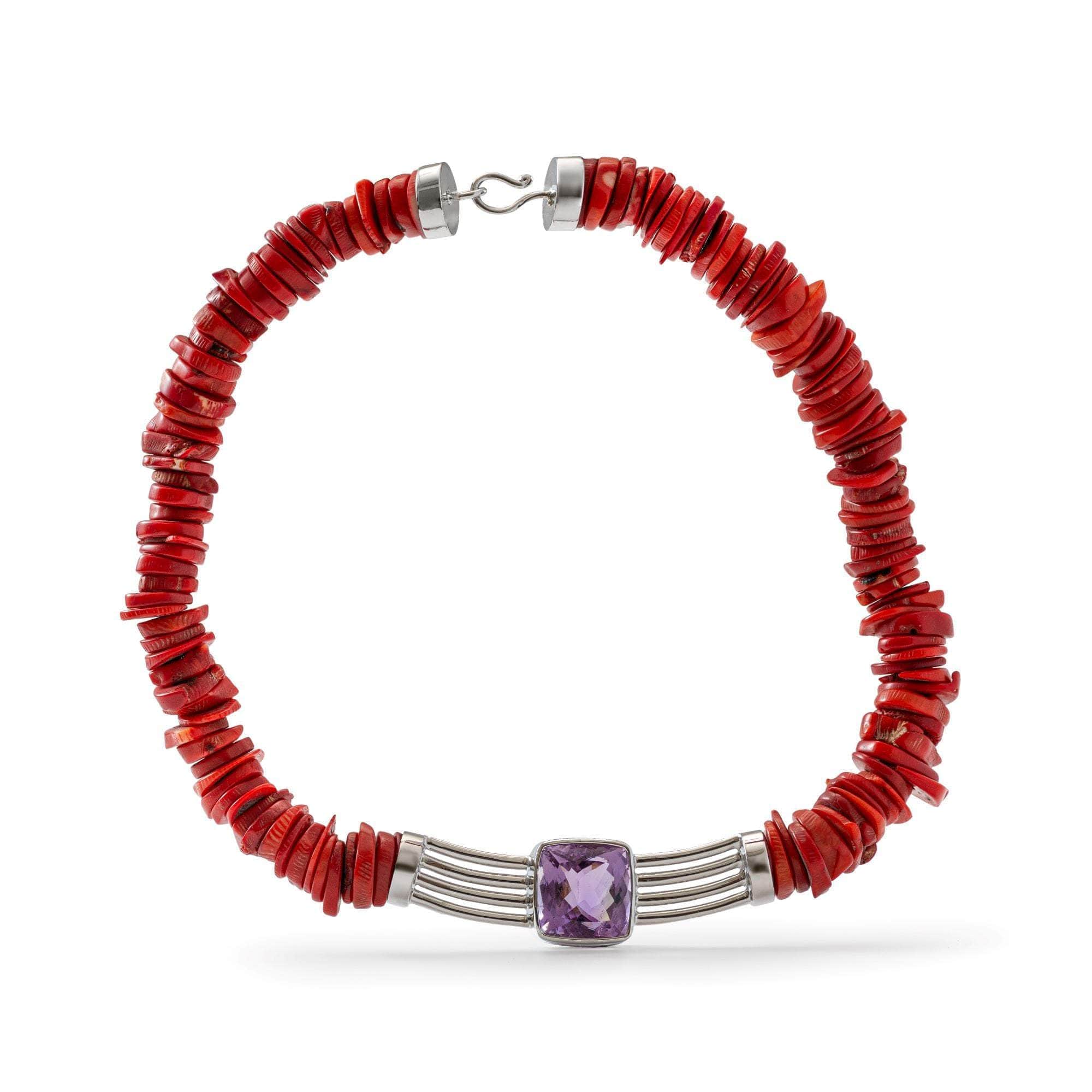 Purpura Amethyst and Coral Necklace