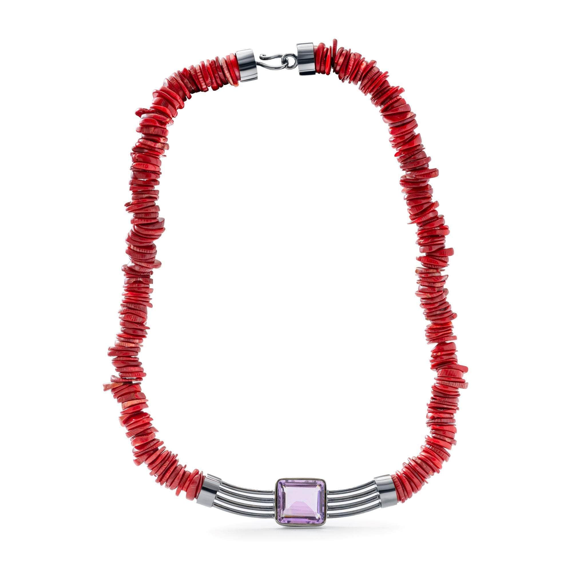 Erythros Amethyst and Coral Necklace
