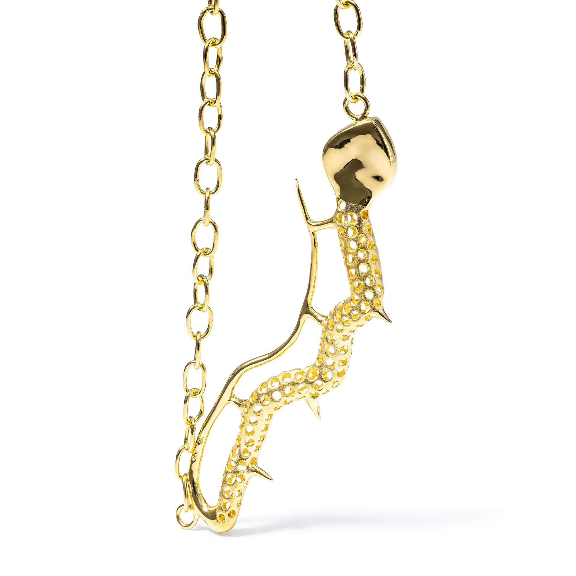 Camulus One of a Kind Silver Necklace in 14K Gold With Black Opal