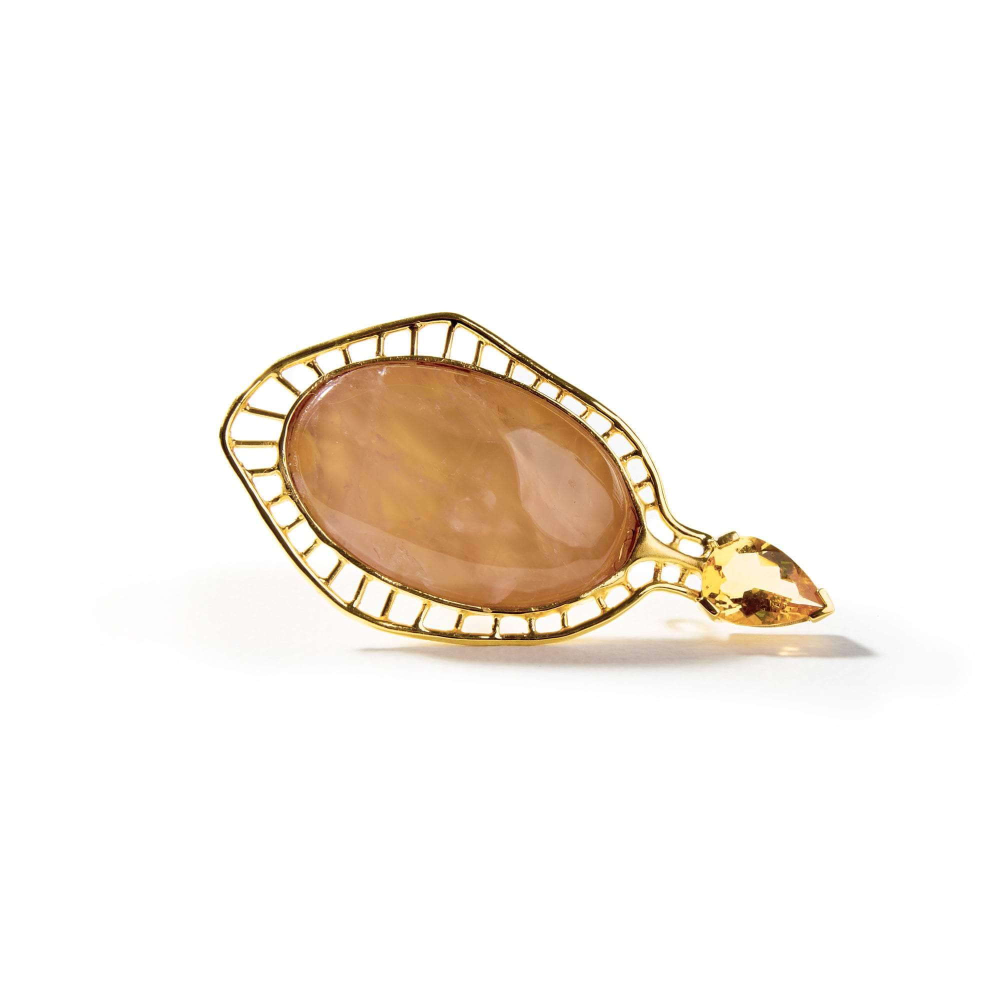 Warda Rose Quartz and Citrine Brooch GERMAN KABIRSKI