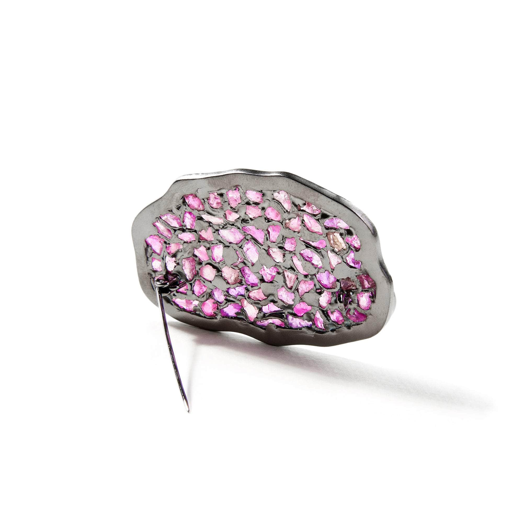 Meith Rough Pink Sapphire and Pink Sapphire and Black Spinel Brooch GERMAN KABIRSKI