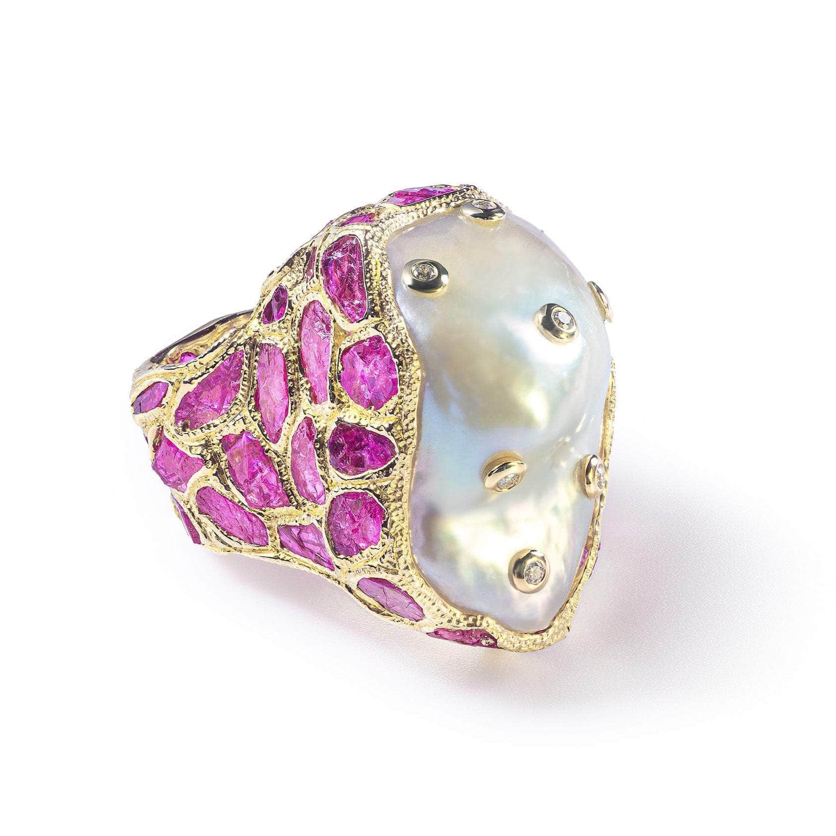 Vitra Baroque Pearl and Ruby and Diamond Ring GERMAN KABIRSKI