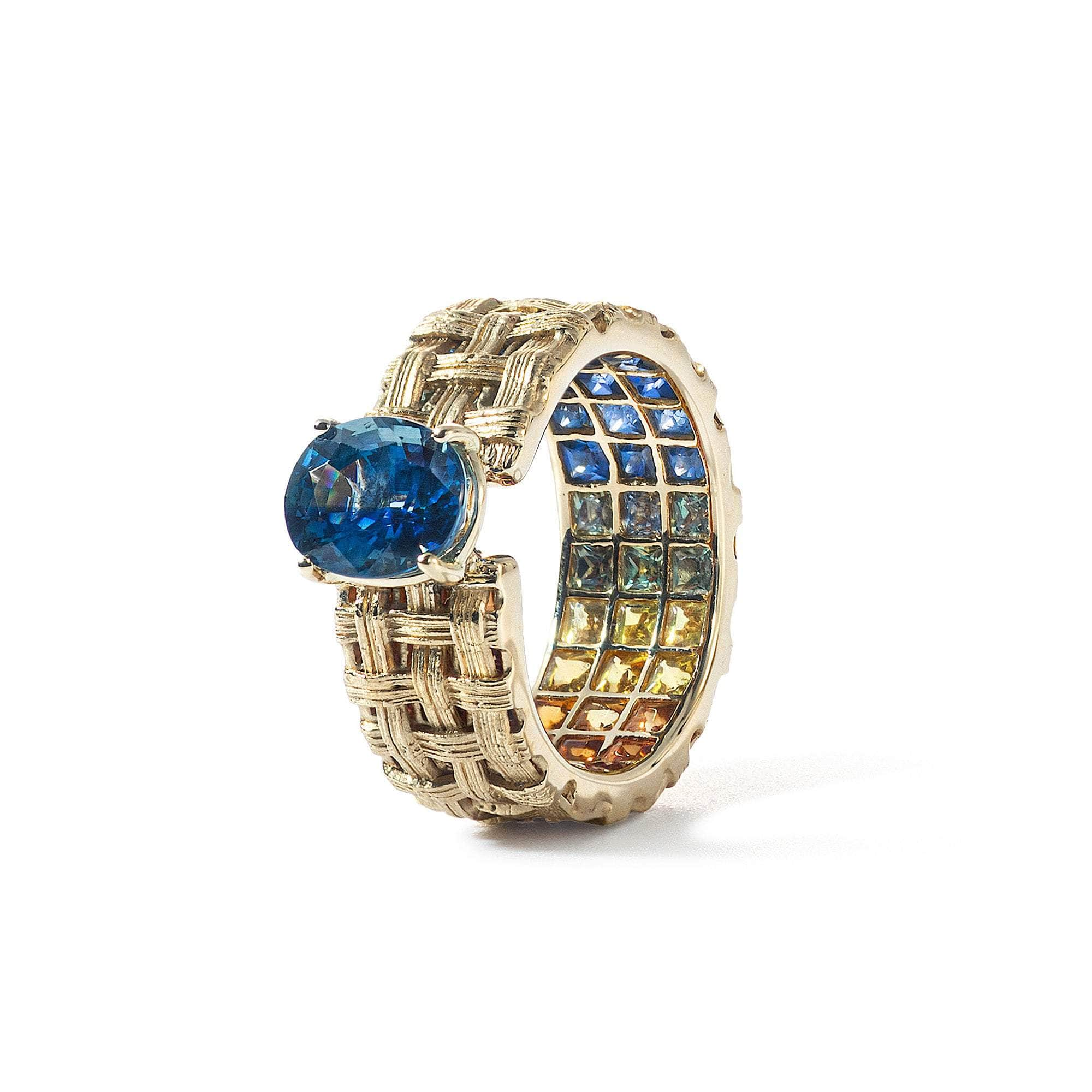 Ego Blue Sapphire and Mixed Sapphire Ring GERMAN KABIRSKI