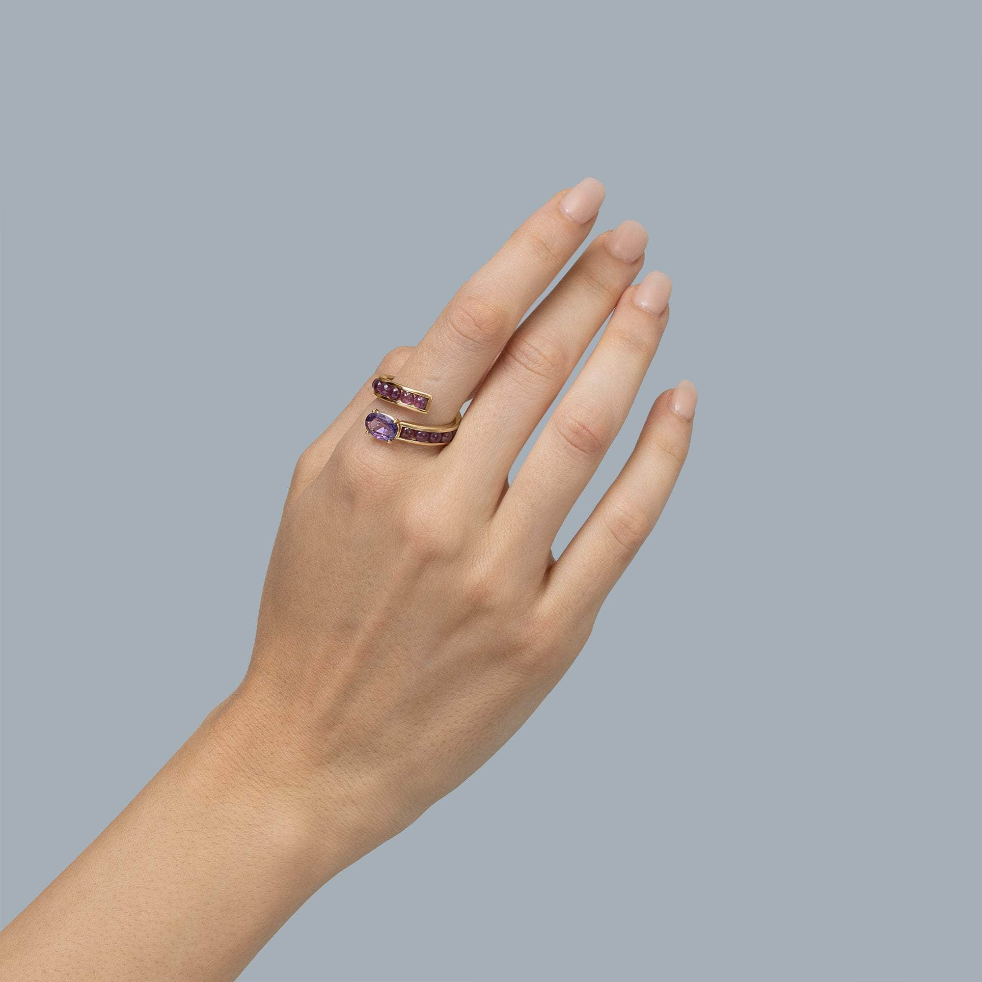 Nava Amethyst and Ruby Ring GERMAN KABIRSKI