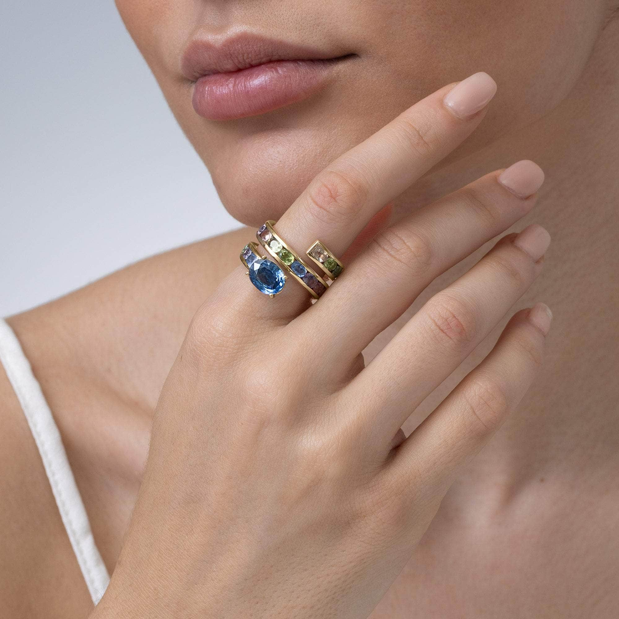 Rhode Fancy Sapphire and Blue Sapphire Ring GERMAN KABIRSKI