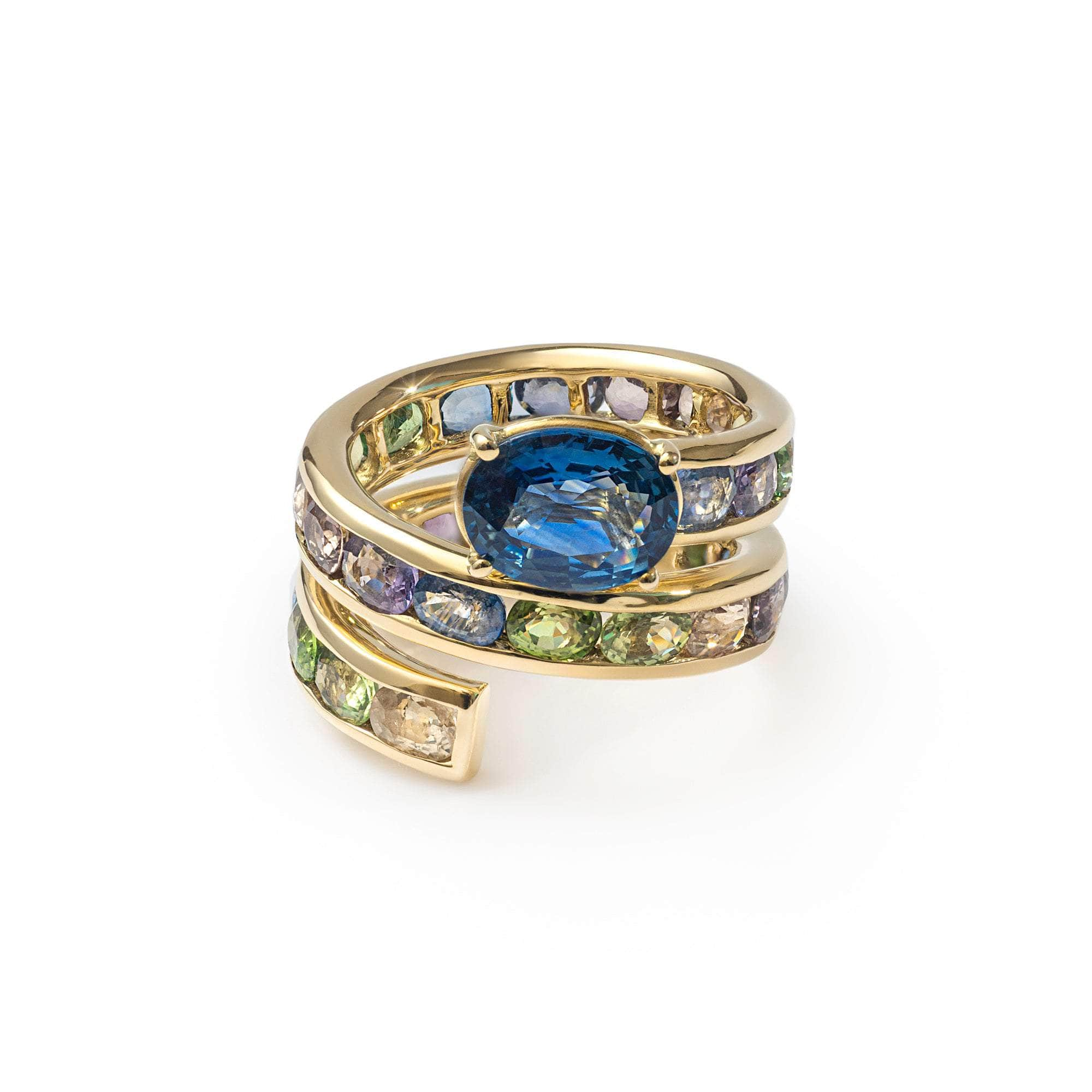 Rhode Fancy Sapphire and Blue Sapphire Ring GERMAN KABIRSKI