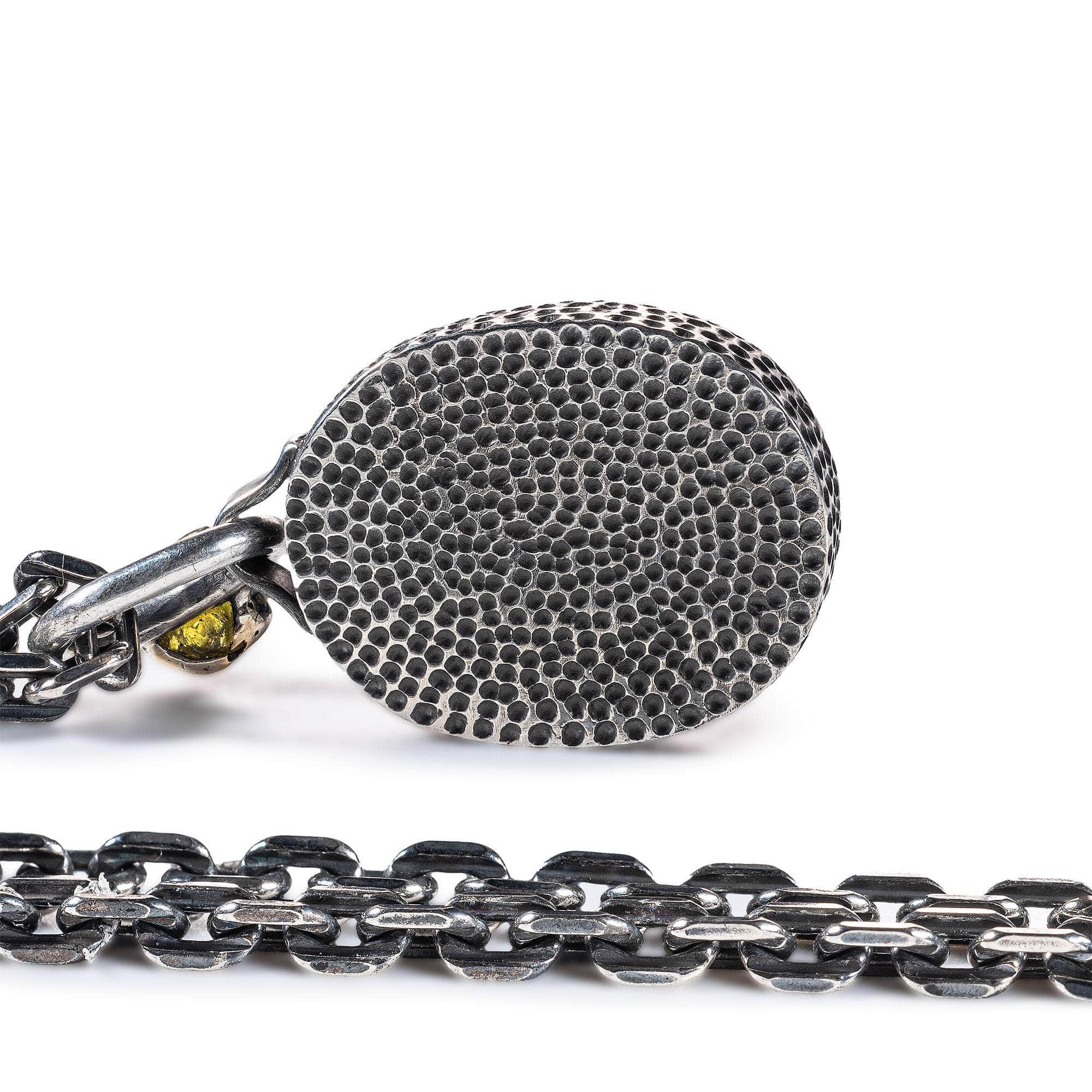 Humbaba Pendant with Ancient Near Eastern Agate Seal in 925 Silver & Raw Yellow Sapphire in 9K Gold