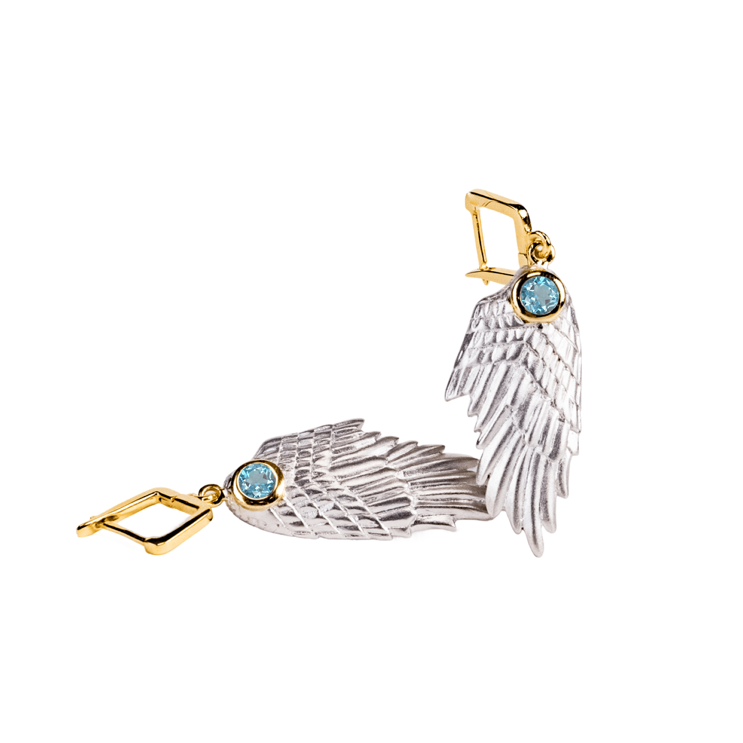 Fligelli Wing Earrings Co-Designed with Custom Gemstone & Plating Options: Garnet, Sapphire, Blue Topaz, Citrine, Amethyst, Rhodolite, Black or White Rhodium, Gold, Anthracite