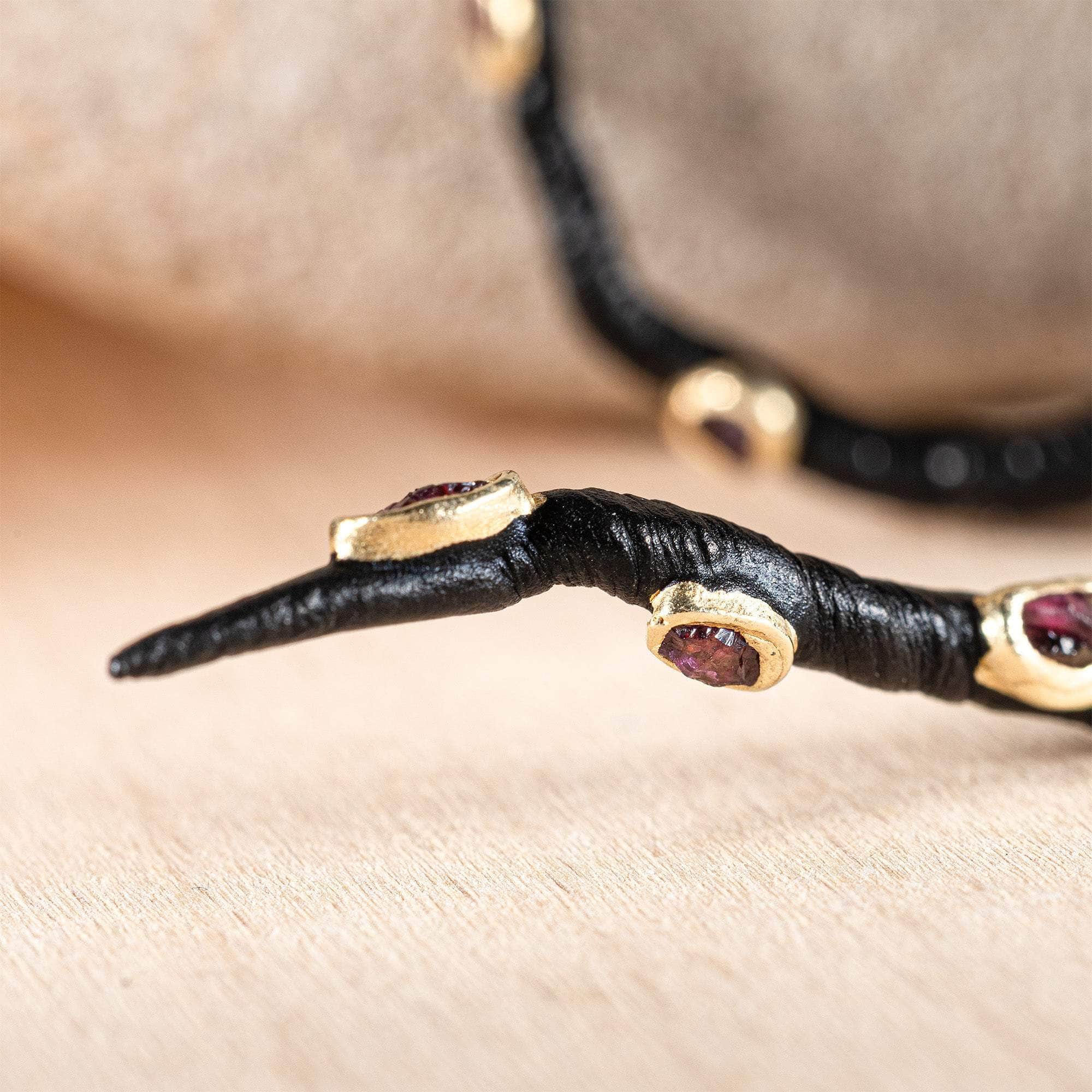 Nox Anthracite Plated 925 Silver Asymmetric Earrings with Natural Raw Ruby