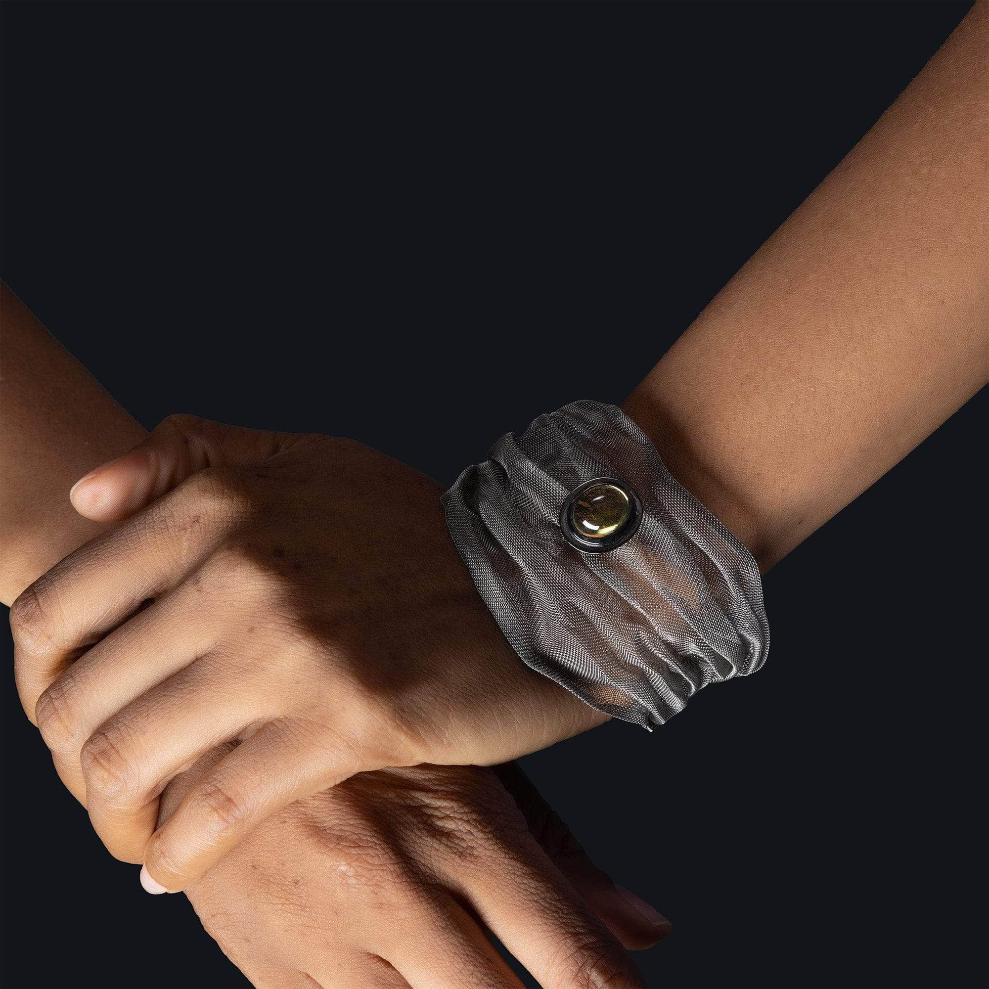 Selene Titanium Mesh and Sterling Silver Bracelet with Lemon Quartz