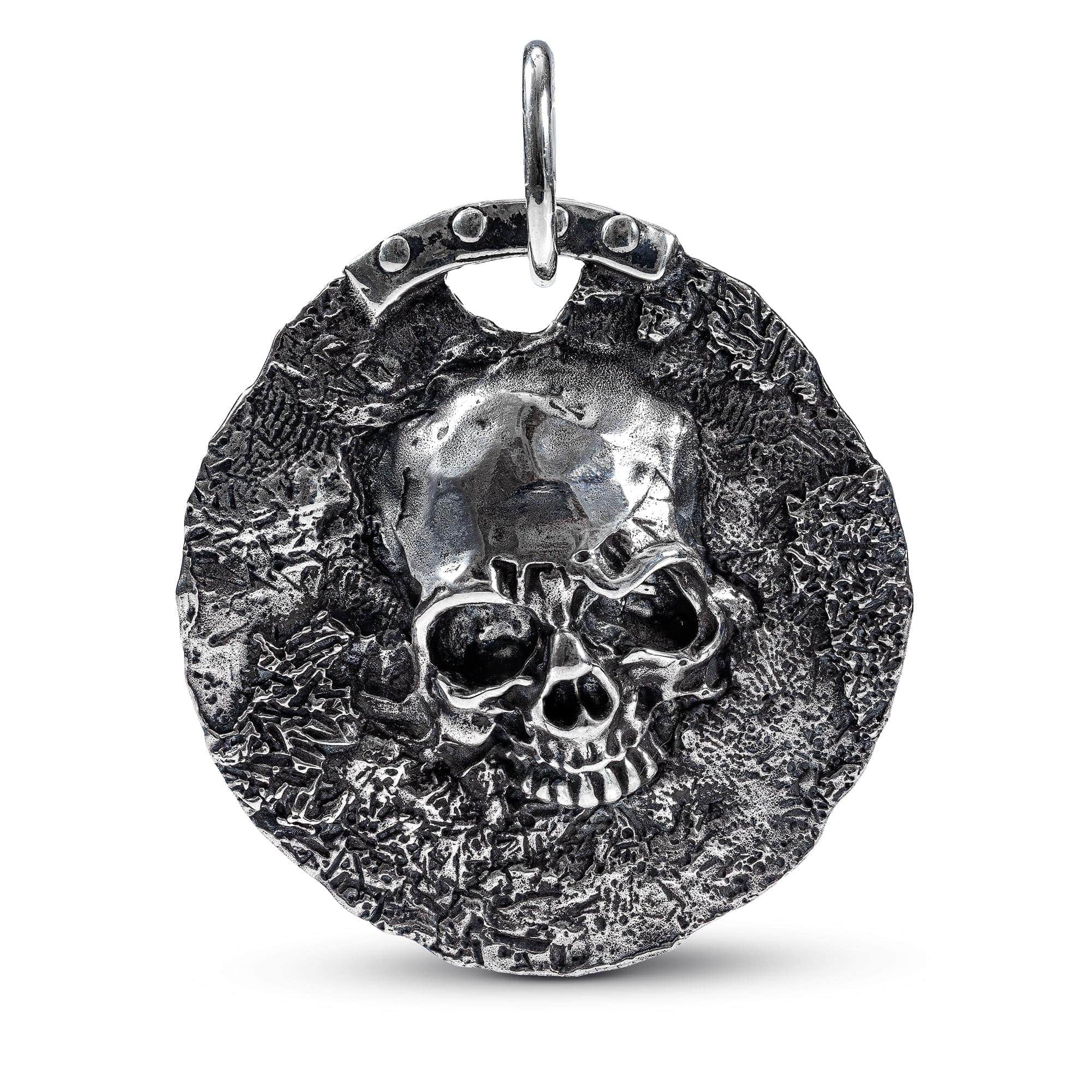 Aziel Sterling Silver Pendant with Timeworn Skull Relief