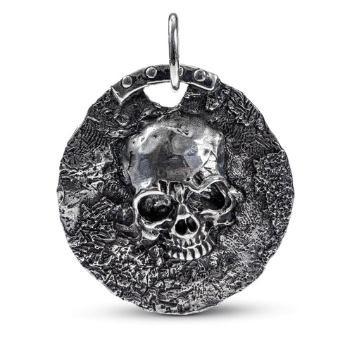 Aziel Sterling Silver Pendant with Timeworn Skull Relief