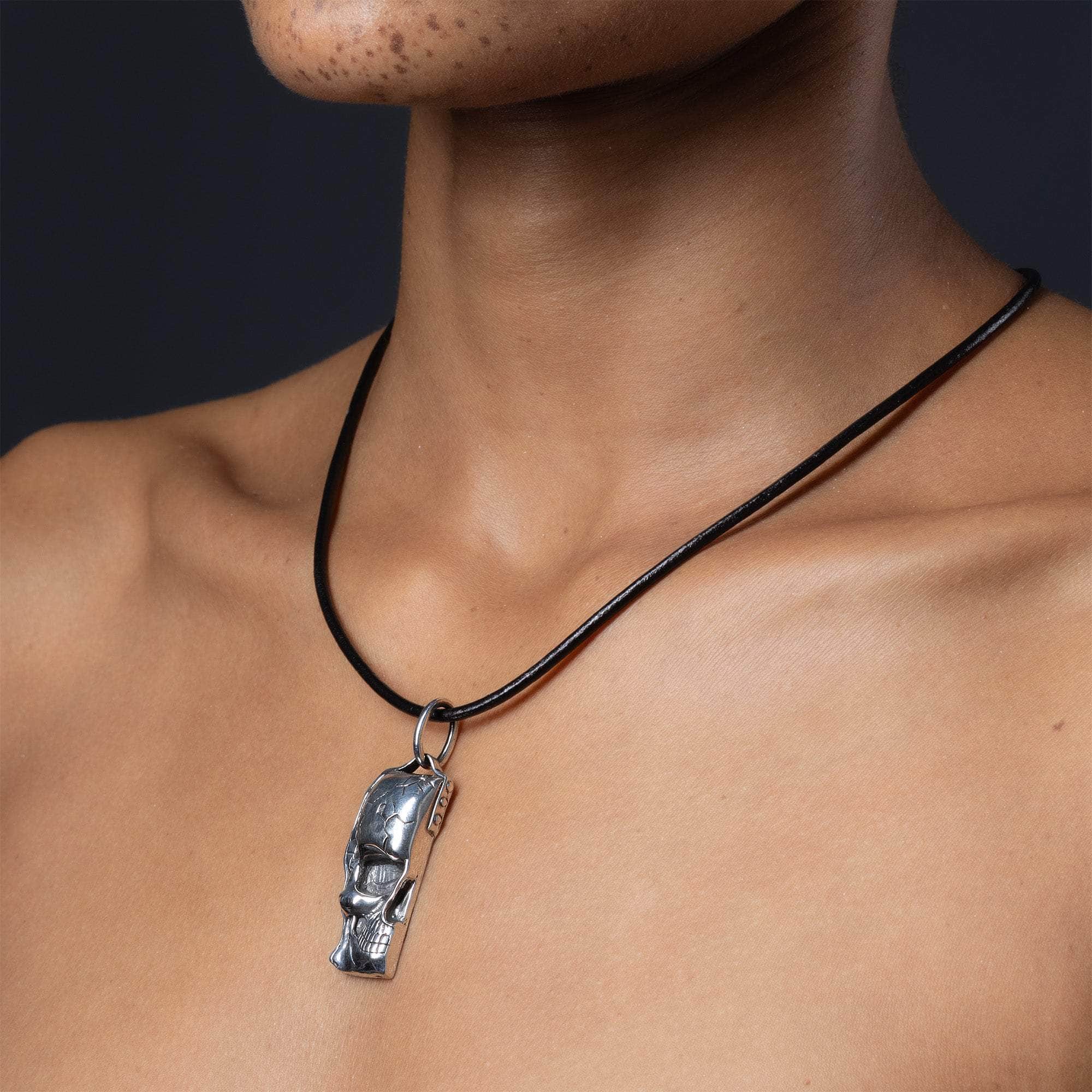 Anaya Oxidized 925 Sterling Silver Half-Skull Pendant