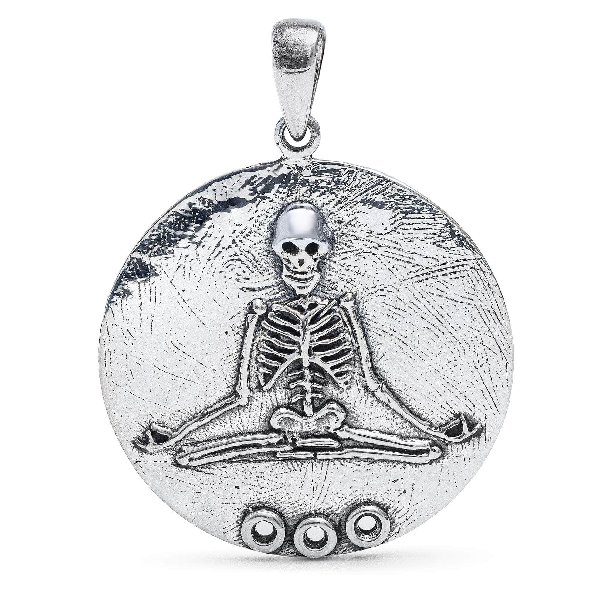 Veda Oxidized 925 Sterling Silver Pendant with Praying Monk Motif