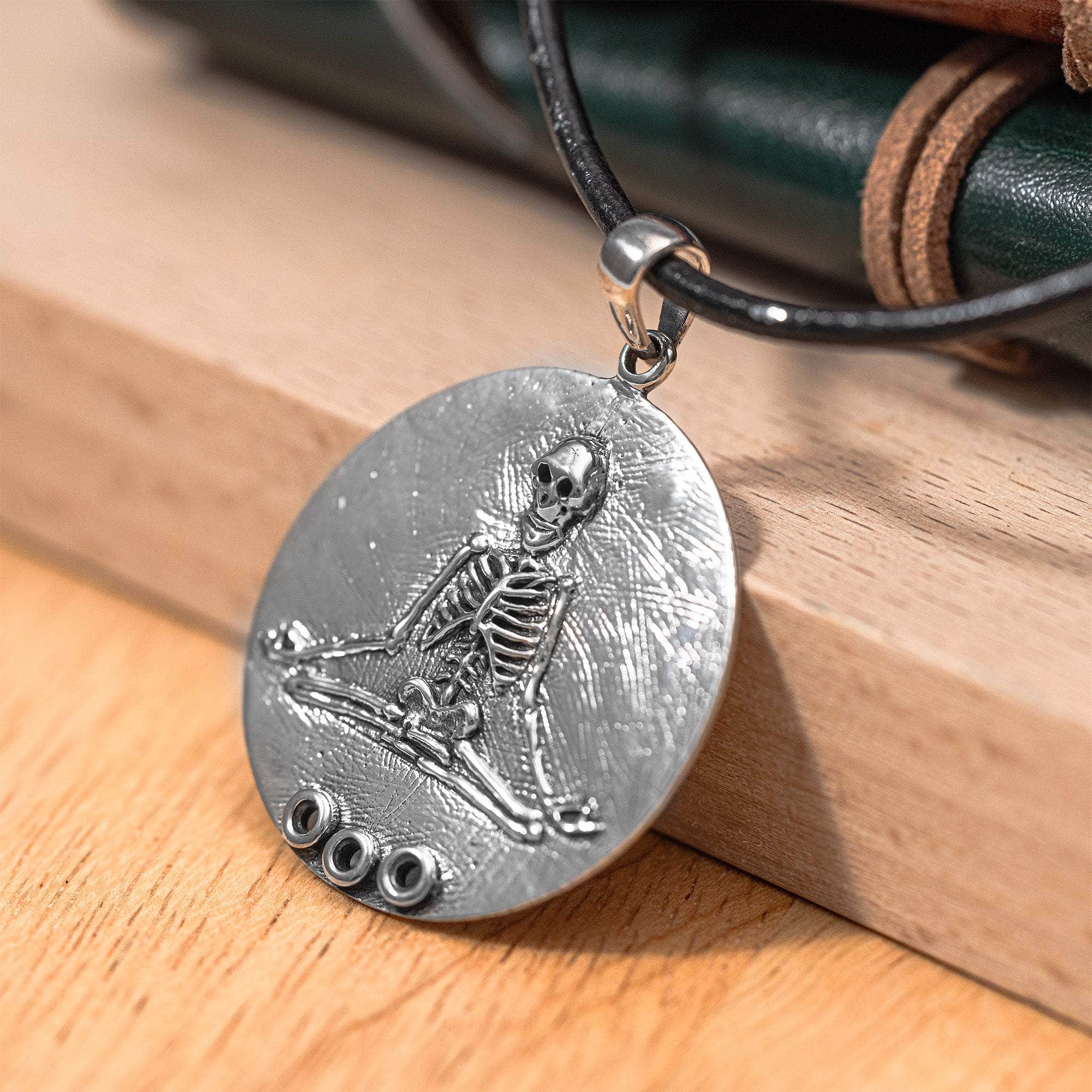 Veda Oxidized 925 Sterling Silver Pendant with Praying Monk Motif