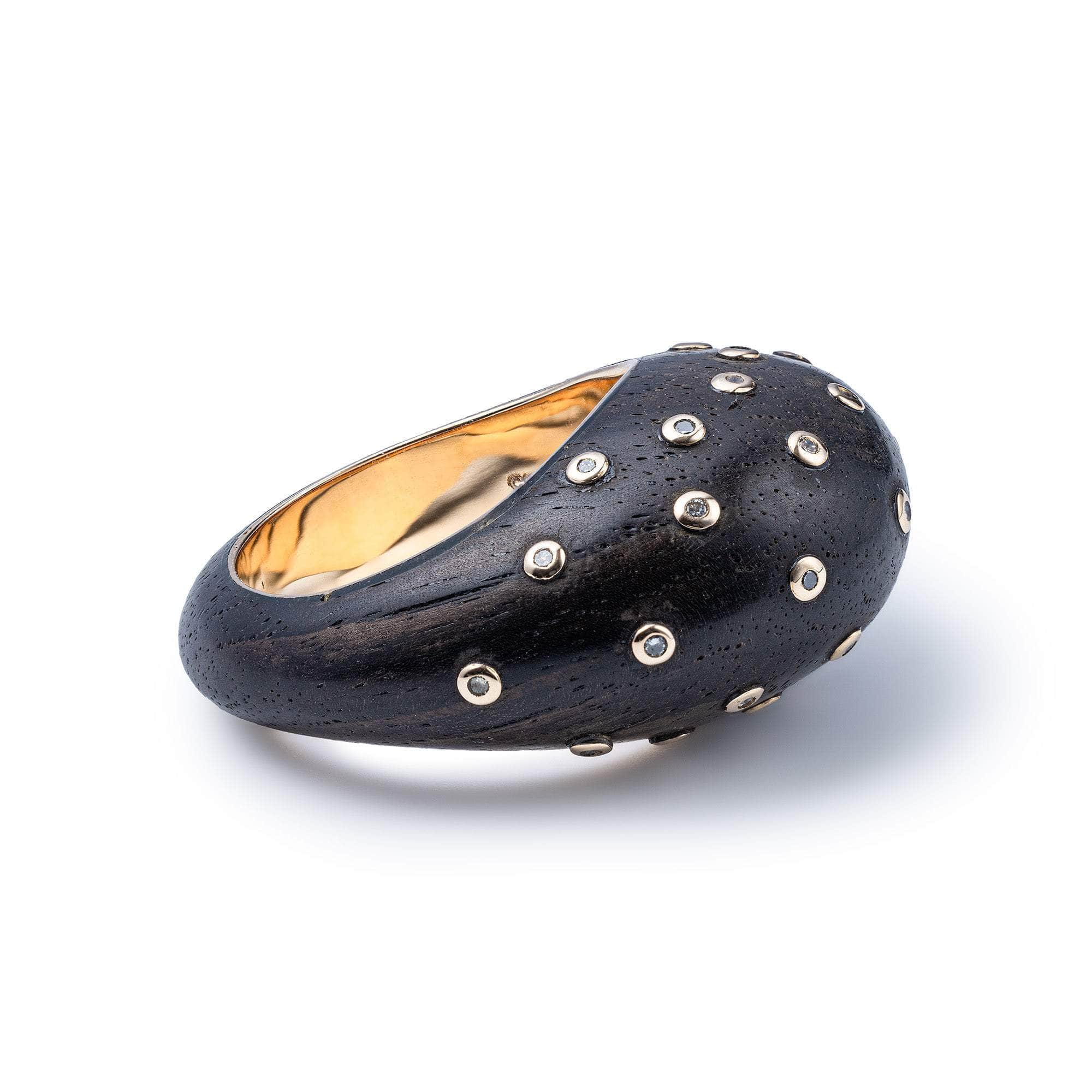 Tirion Rosewood Ring with Diamonds and 14K Gold Band