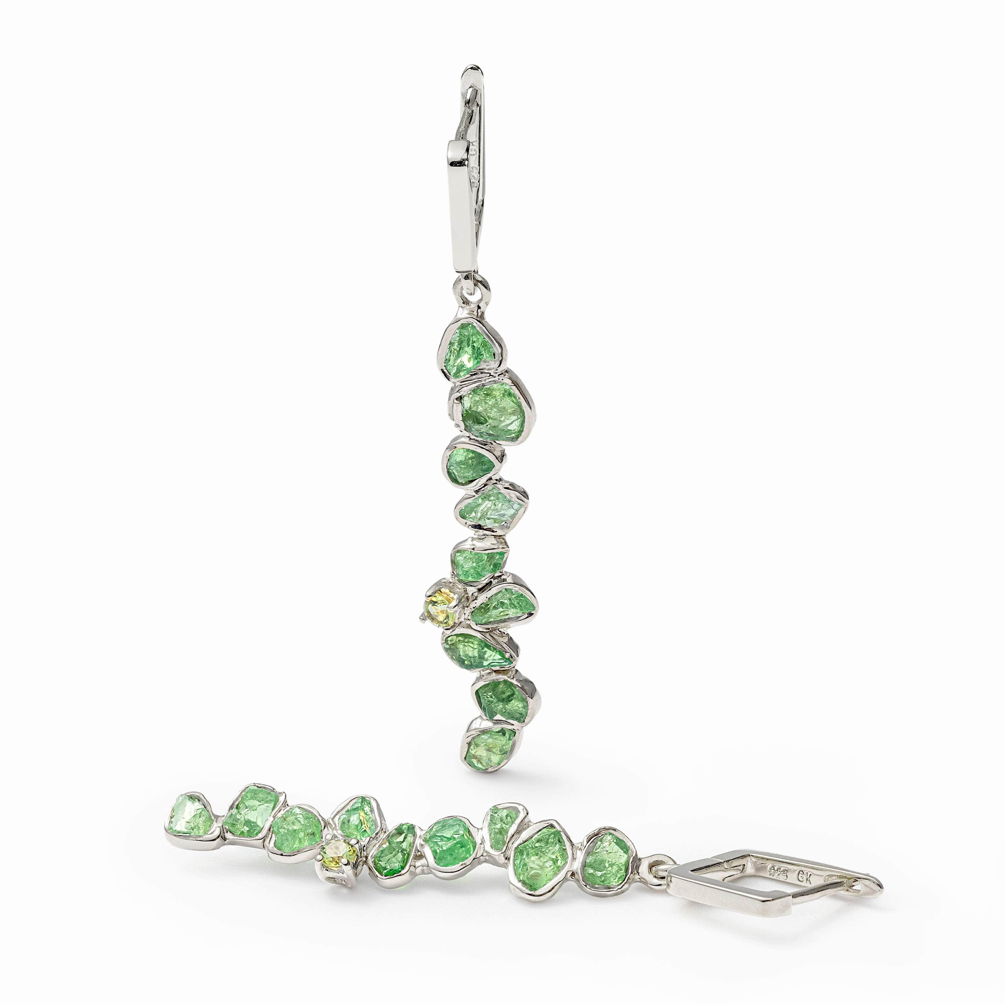 Lulle Rough Tsavorite and Peridot Earrings (White Rhodium) GERMAN KABIRSKI