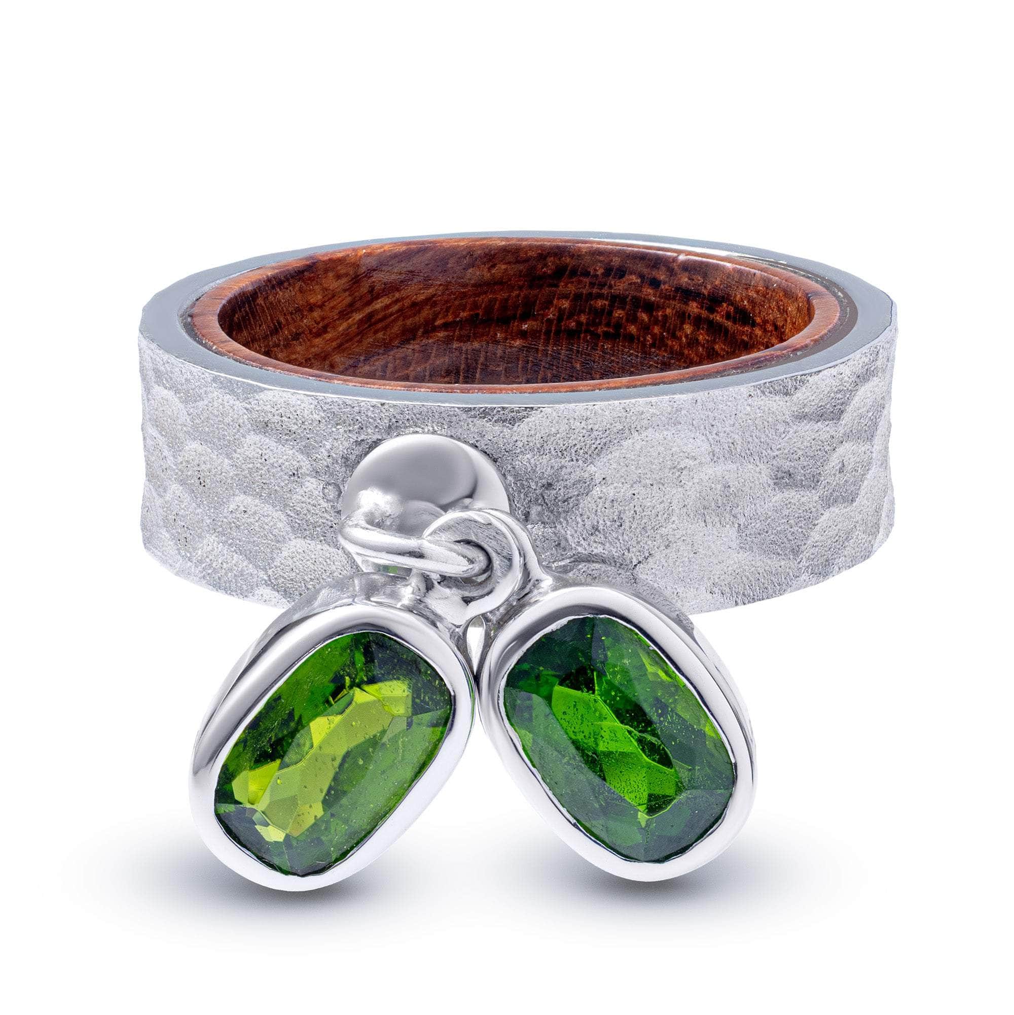 Harpies Dual Chrome Diopside Handmade Ring in Sterling Silver & Rosewood