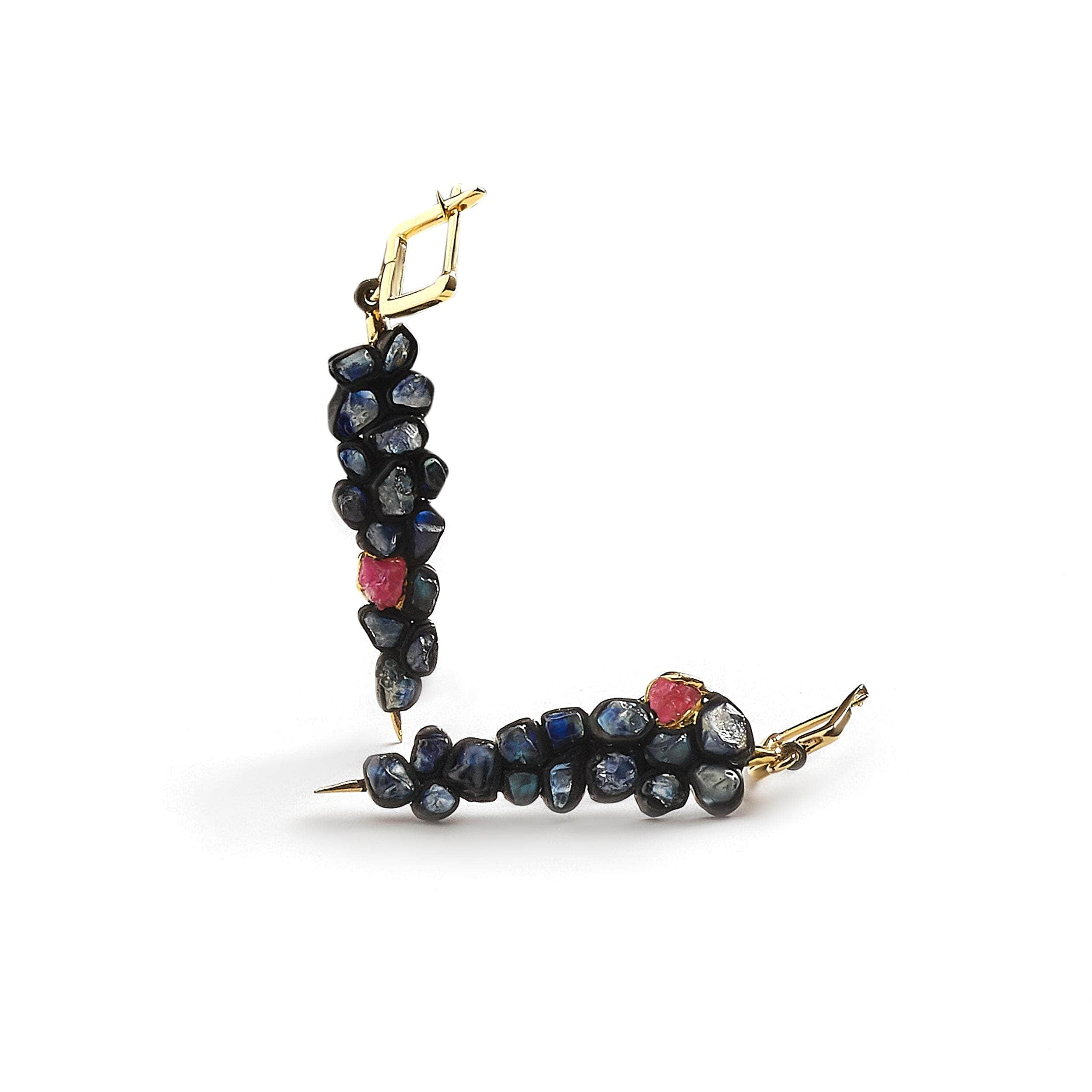 Siwan Rough Sapphire and Ruby Earrings GERMAN KABIRSKI